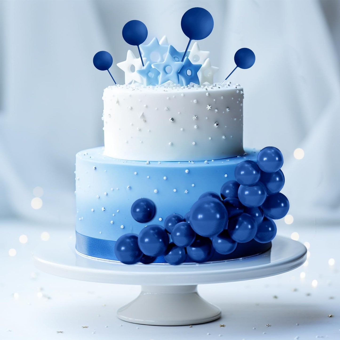 BOUBONI 48 Pcs Royal Blue Cake Ball Toppers | Foam Decorations for Cakes, Cupcakes & Parties