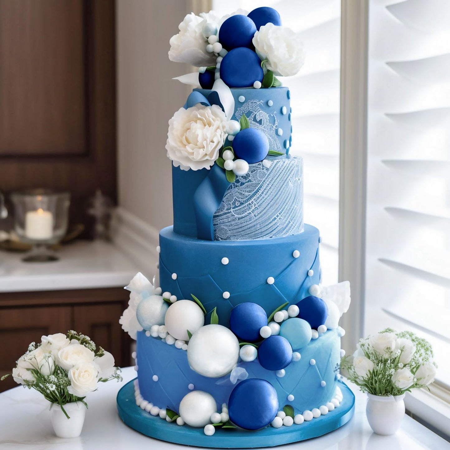 BOUBONI 48 Pcs Royal Blue Cake Ball Toppers | Foam Decorations for Cakes, Cupcakes & Parties