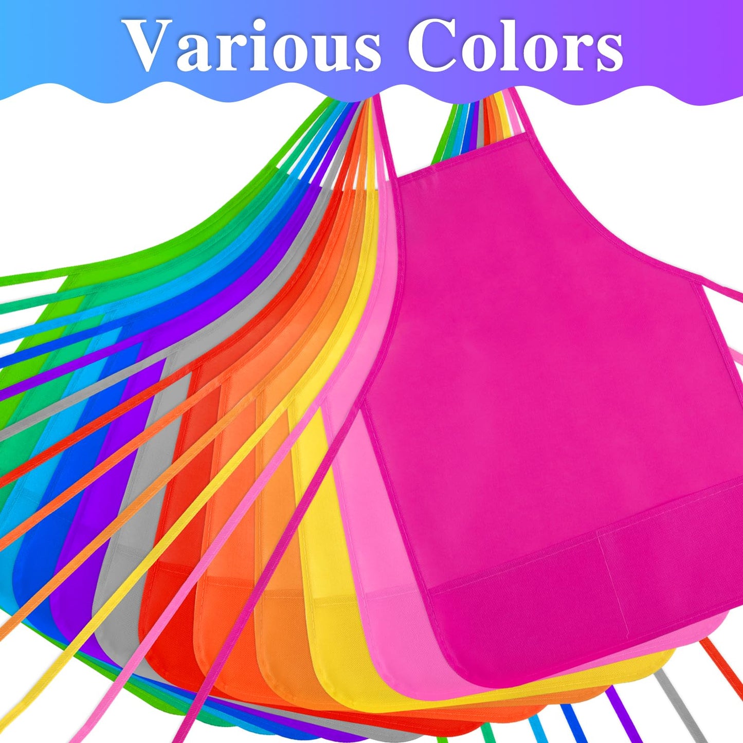 BOUBONI Kids Painting Aprons — 12 Colors, 2 Pockets, Ages 3–7