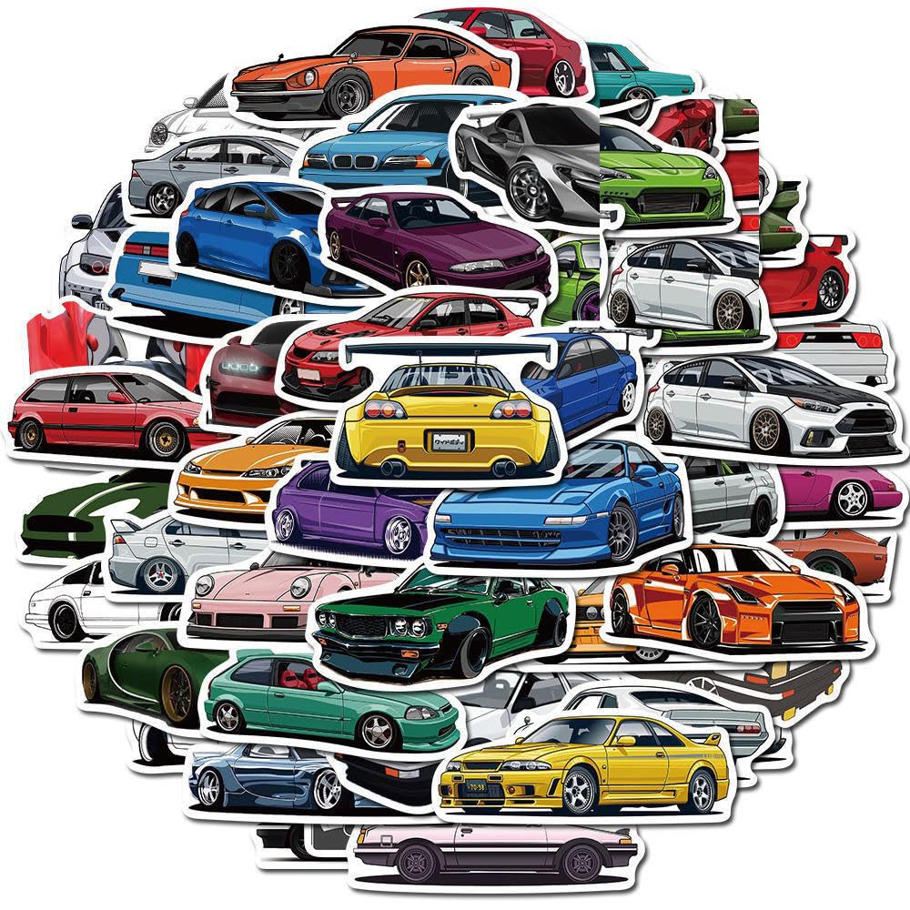 Bouclel 100 PCS Car Stickers – Vinyl Waterproof Racing Sticker Set for Water Bottles