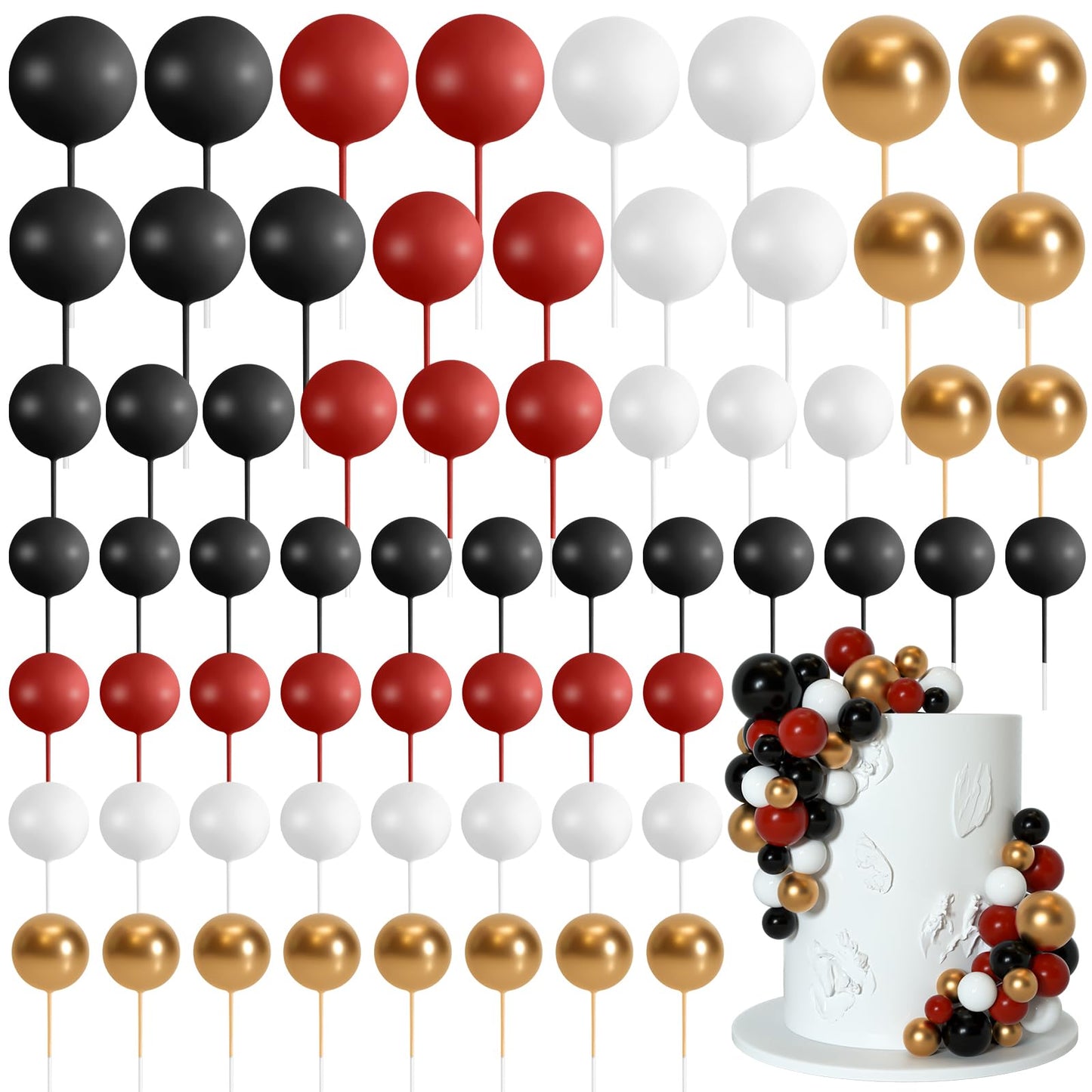 Bouiexye 75-Piece Cake Ball Toppers Set – Multicolor Foam Cupcake Picks