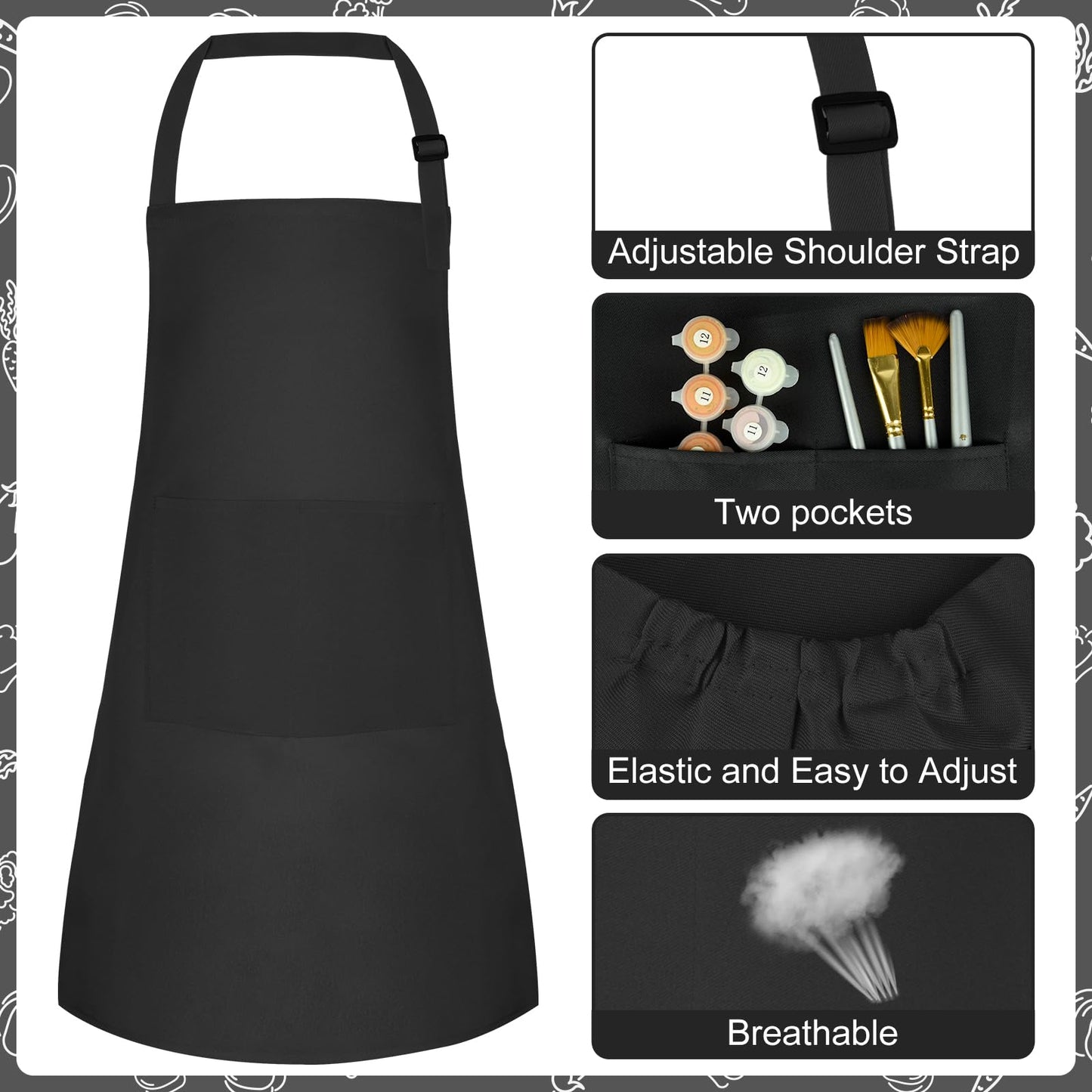Bouiexye Kids Apron and Chef Hat Set – Adjustable with 2 Pockets