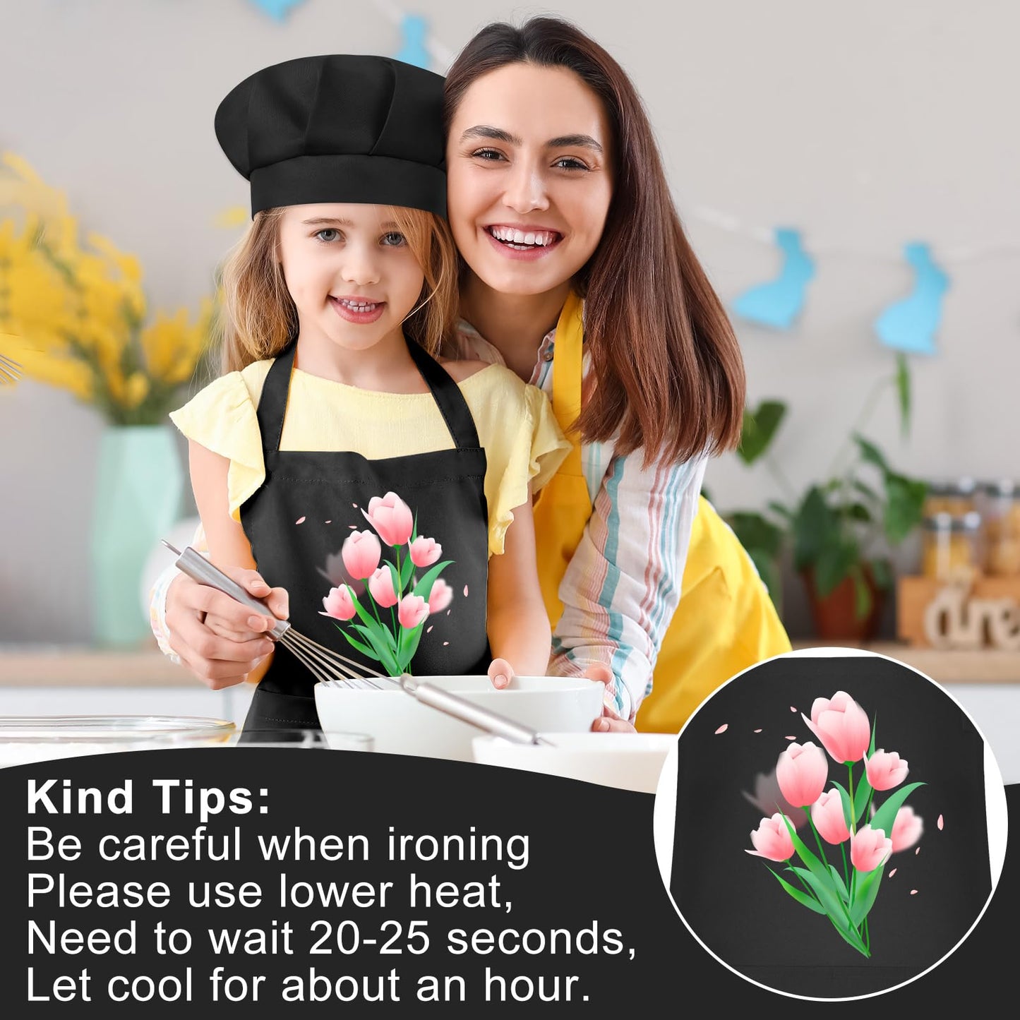Bouiexye Kids Apron and Chef Hat Set – Adjustable with 2 Pockets