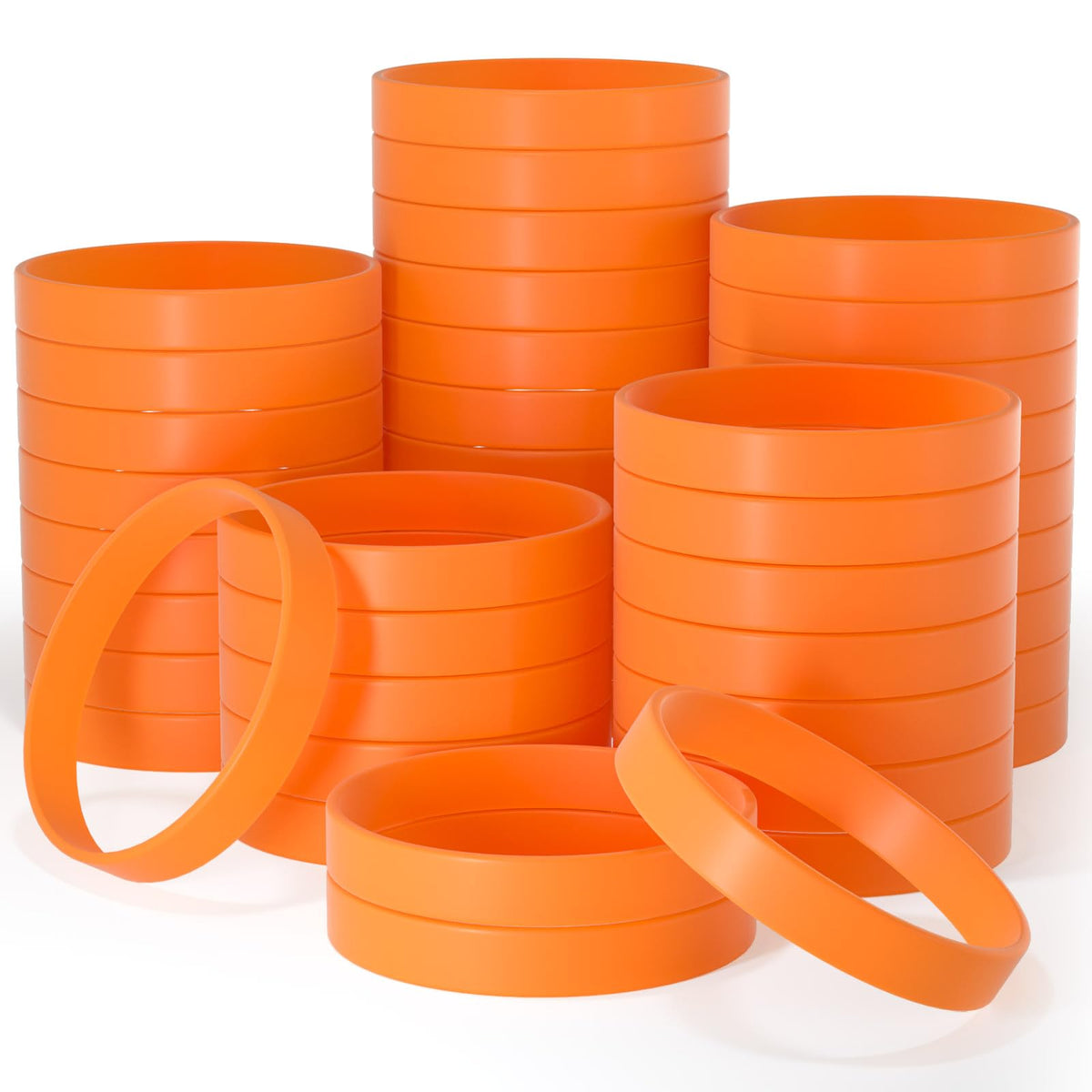Bouiexye 60-Piece Orange Silicone Wristbands for Sports Teams & Events