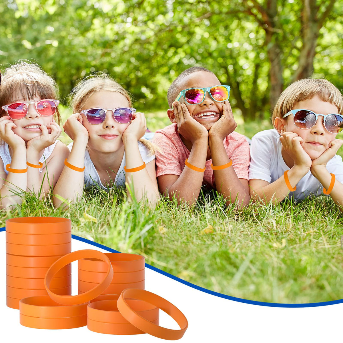 Bouiexye 60-Piece Orange Silicone Wristbands for Sports Teams & Events