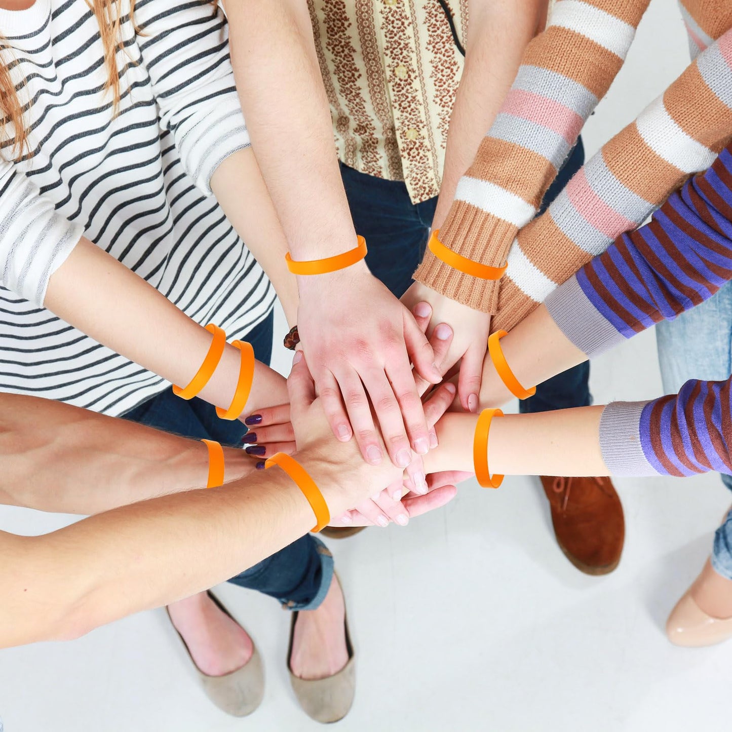 Bouiexye 60-Piece Orange Silicone Wristbands for Sports Teams & Events