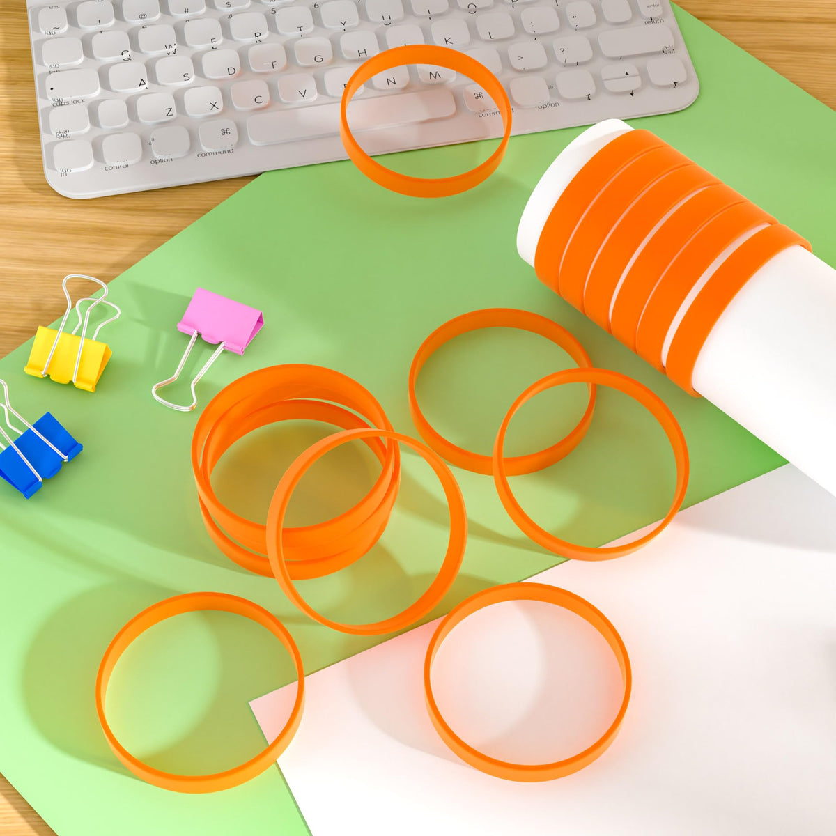 Bouiexye 60-Piece Orange Silicone Wristbands for Sports Teams & Events