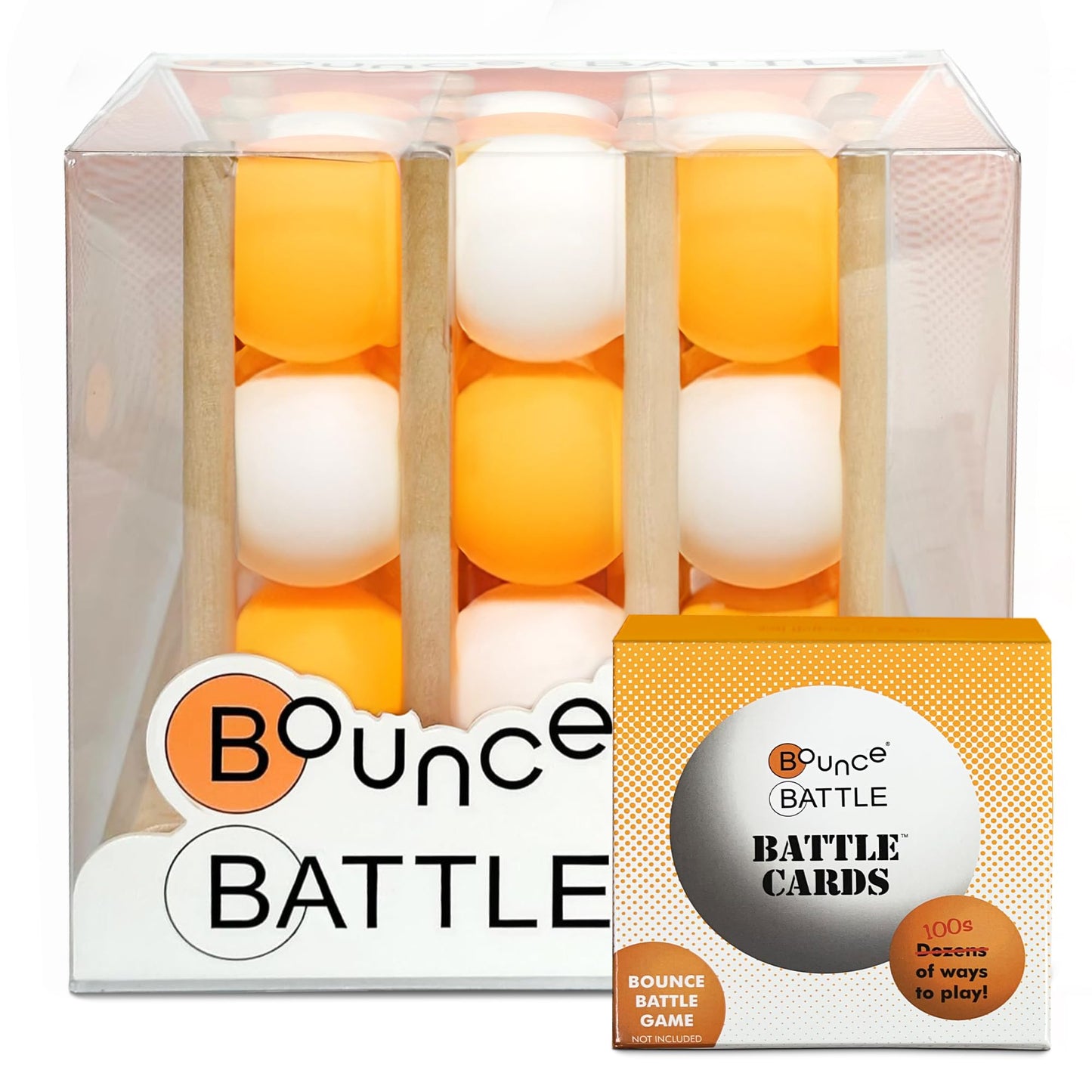 Bounce Battle Tournament Edition – Wood Game Set with 36 Battle Cards | Fast-Paced Family Strategy Game