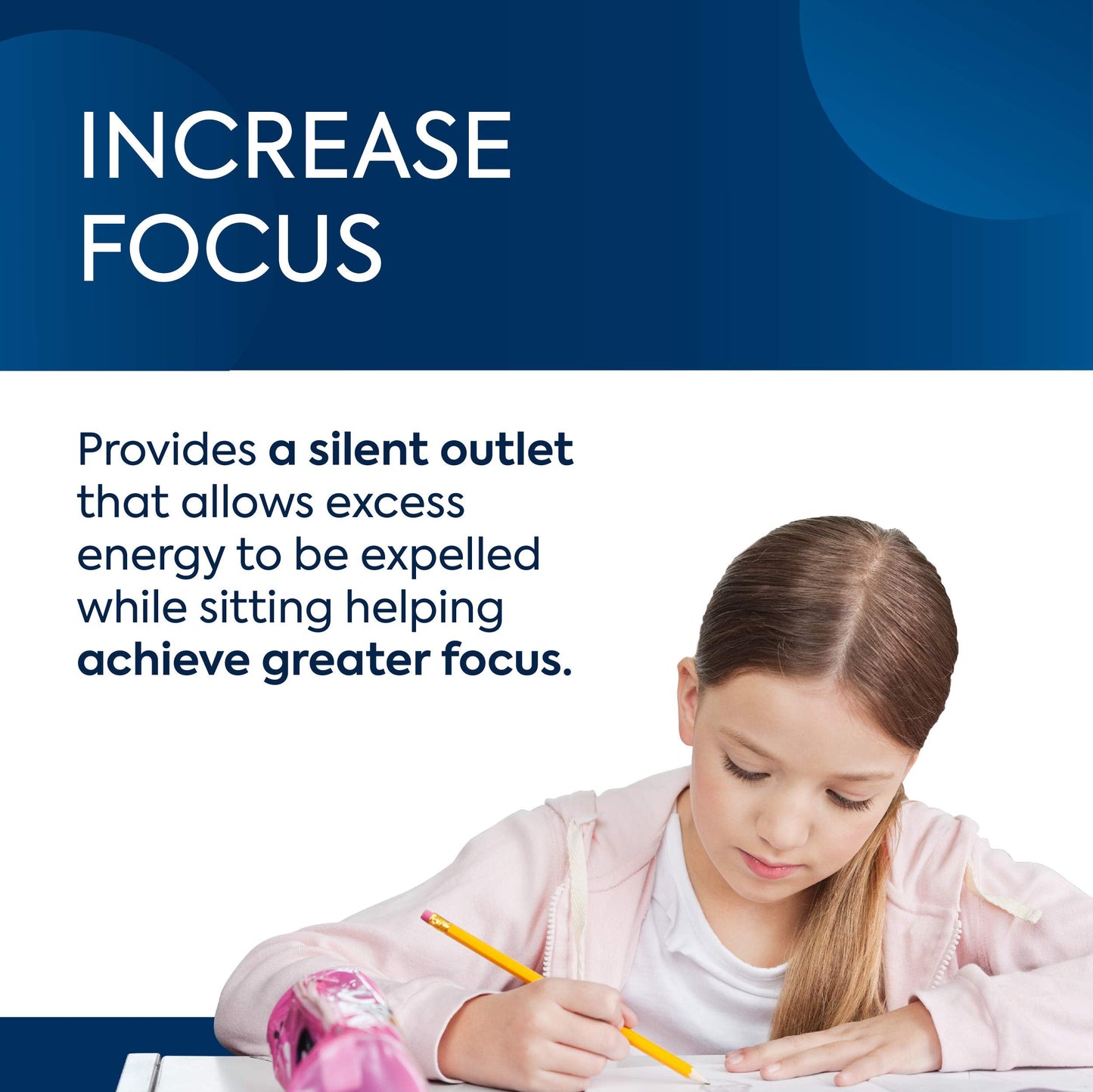 Bouncy Bands Wiggle Feet, Dark Blue – Quiet Desk Fidget Cushion for Focus (12" x 9" x 2.5")