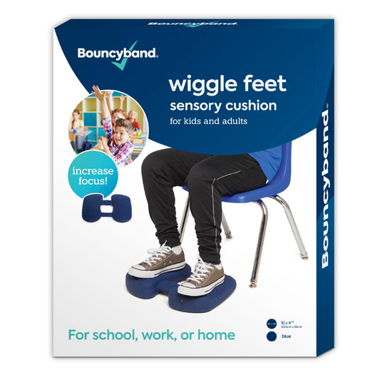 Bouncy Bands Wiggle Feet, Dark Blue – Quiet Desk Fidget Cushion for Focus (12" x 9" x 2.5")