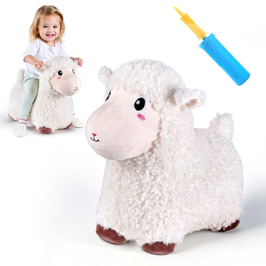 Bouncy Pals Sheep Hopping Horse – Toddler Plush Ride-On Bouncer for Ages 18 Months to 5 Years