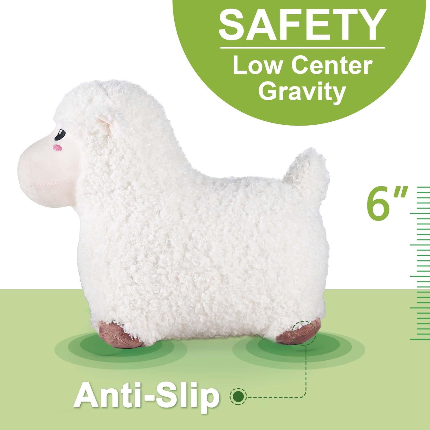 Bouncy Pals Sheep Hopping Horse – Toddler Plush Ride-On Bouncer for Ages 18 Months to 5 Years
