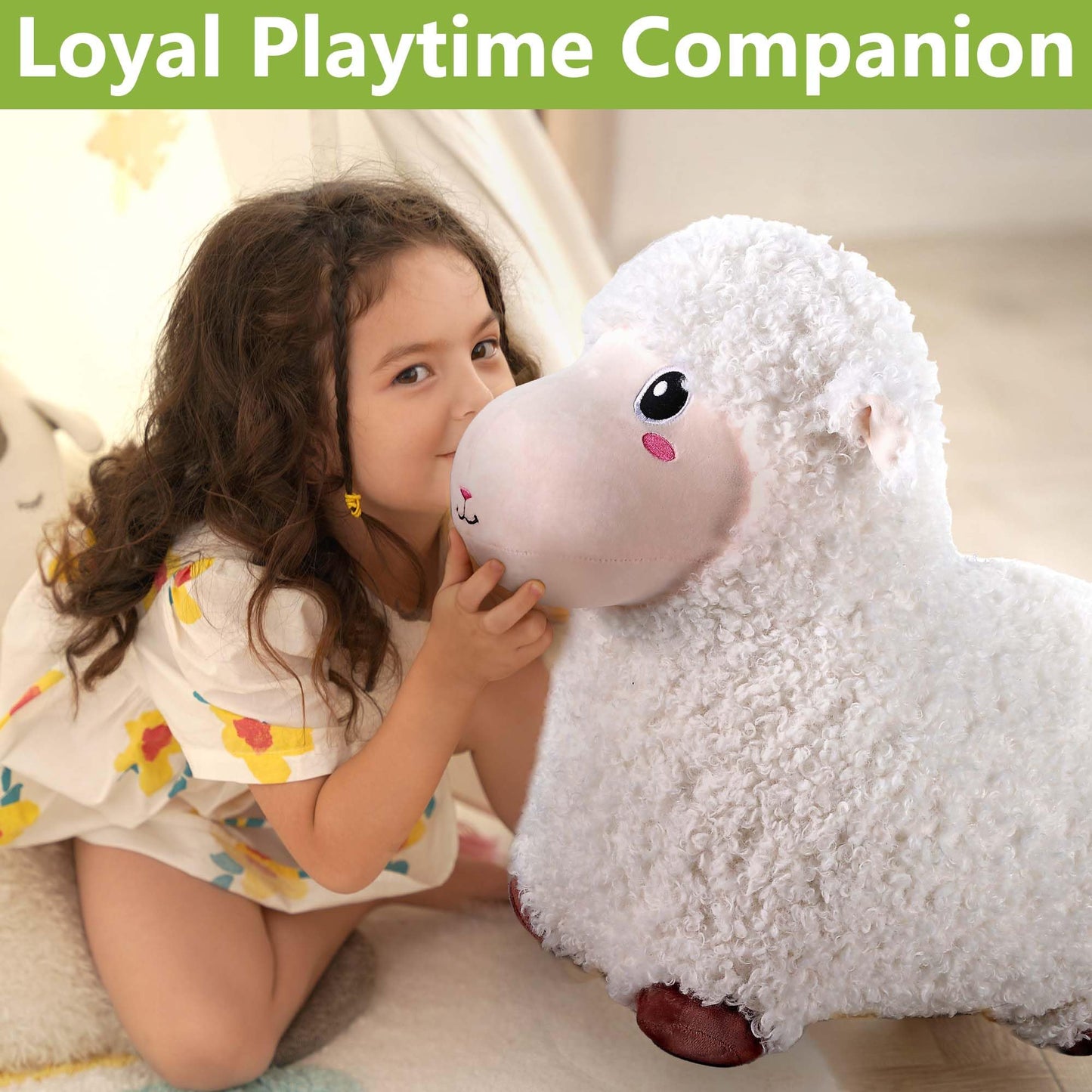 Bouncy Pals Sheep Hopping Horse – Toddler Plush Ride-On Bouncer for Ages 18 Months to 5 Years