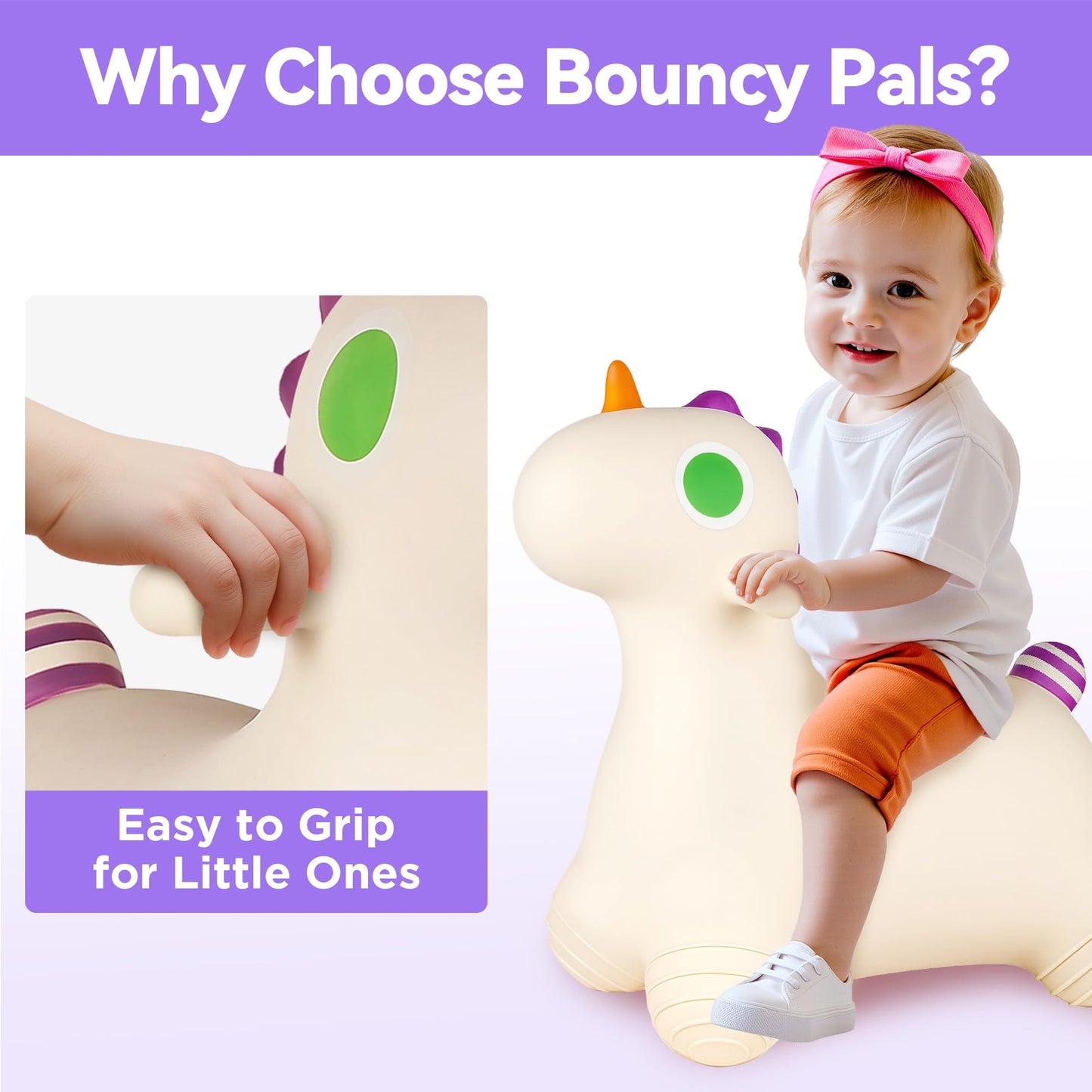 Bouncy Pals Unicorn Hopping Horse — Toddler Indoor/Outdoor Ride-On Inflatable Bouncer