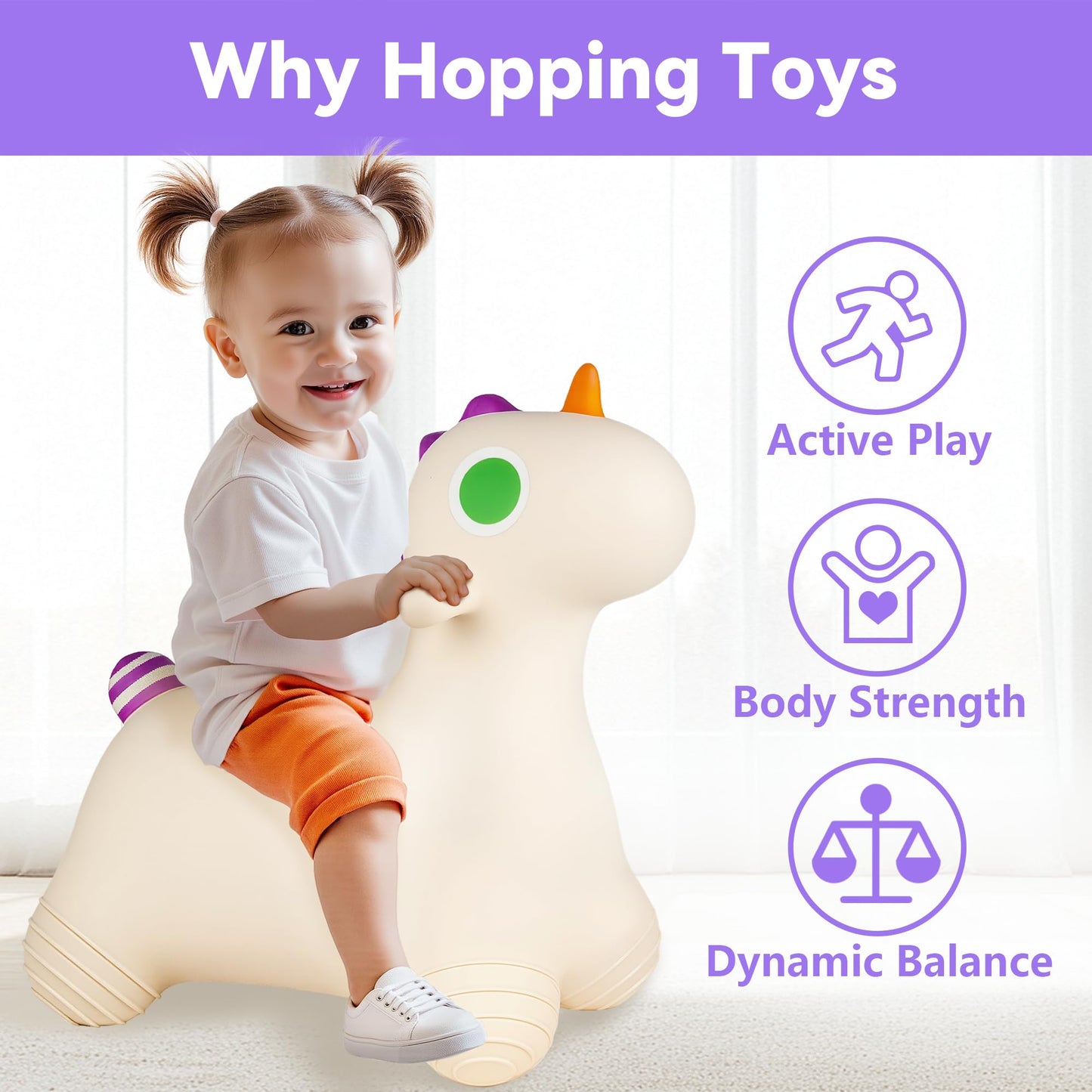Bouncy Pals Unicorn Hopping Horse — Toddler Indoor/Outdoor Ride-On Inflatable Bouncer