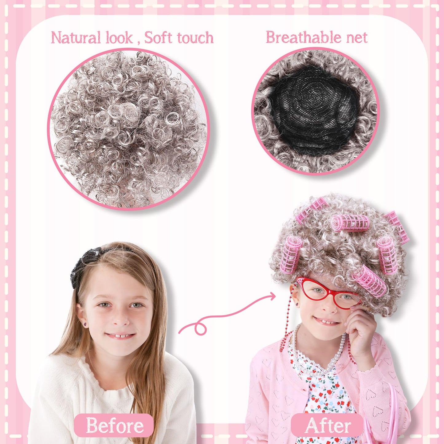 Boutrele 11 Pcs Old Lady Costume for Kids – 100 Days of School Outfit