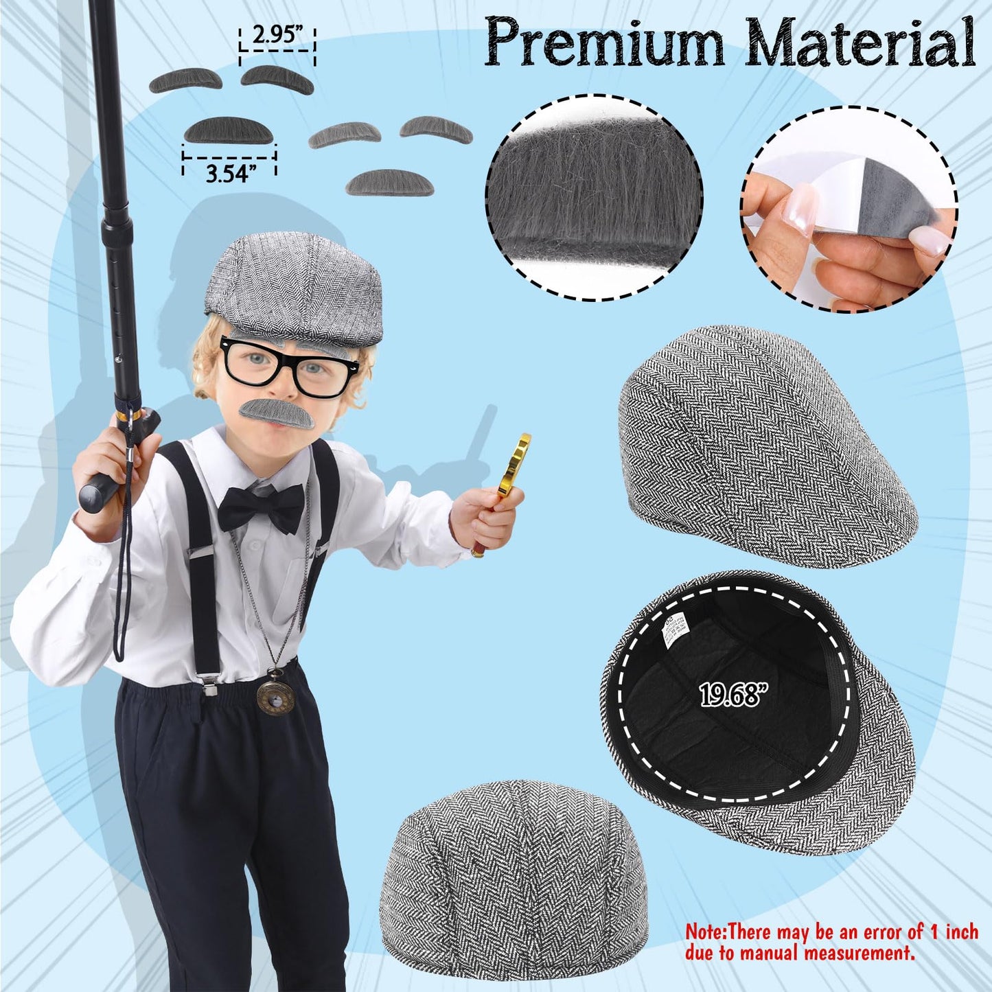 Boutrele 100 Days of School Costume for Boys — Old Man Accessories Set