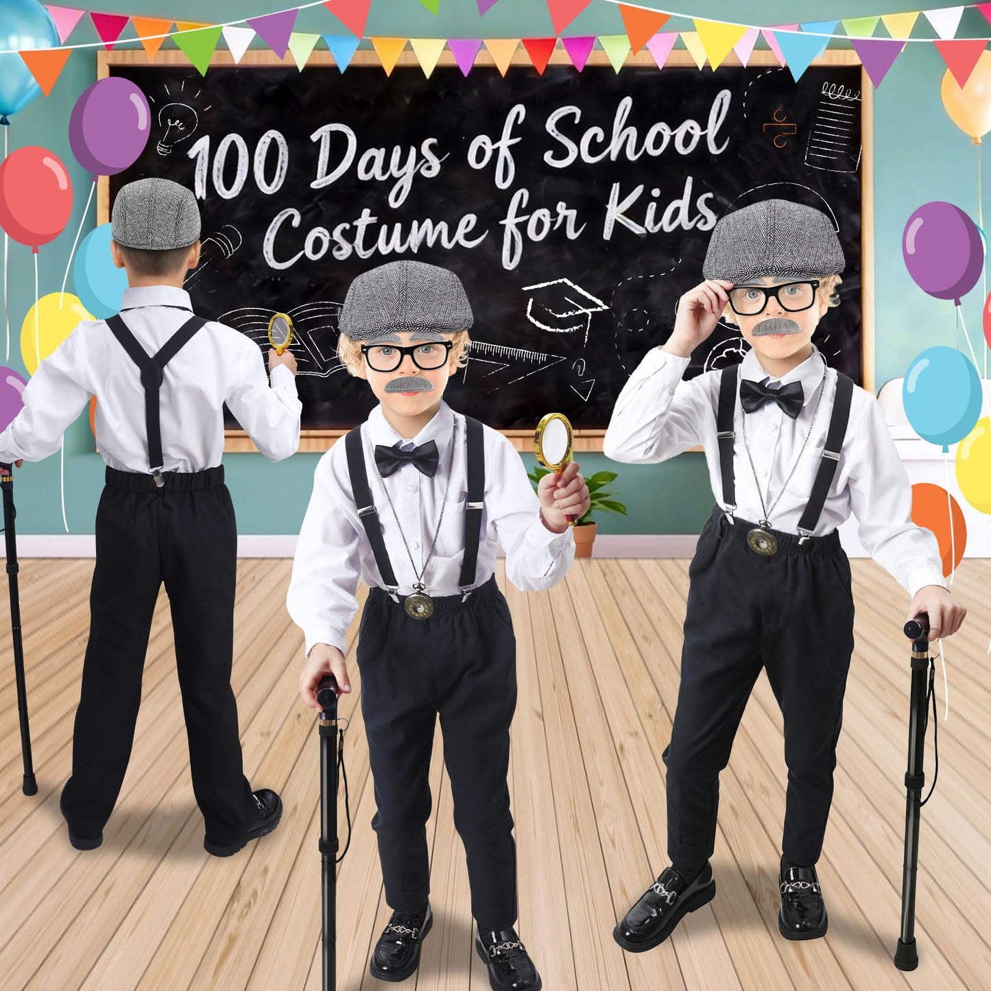 Boutrele 100 Days of School Costume for Boys — Old Man Accessories Set