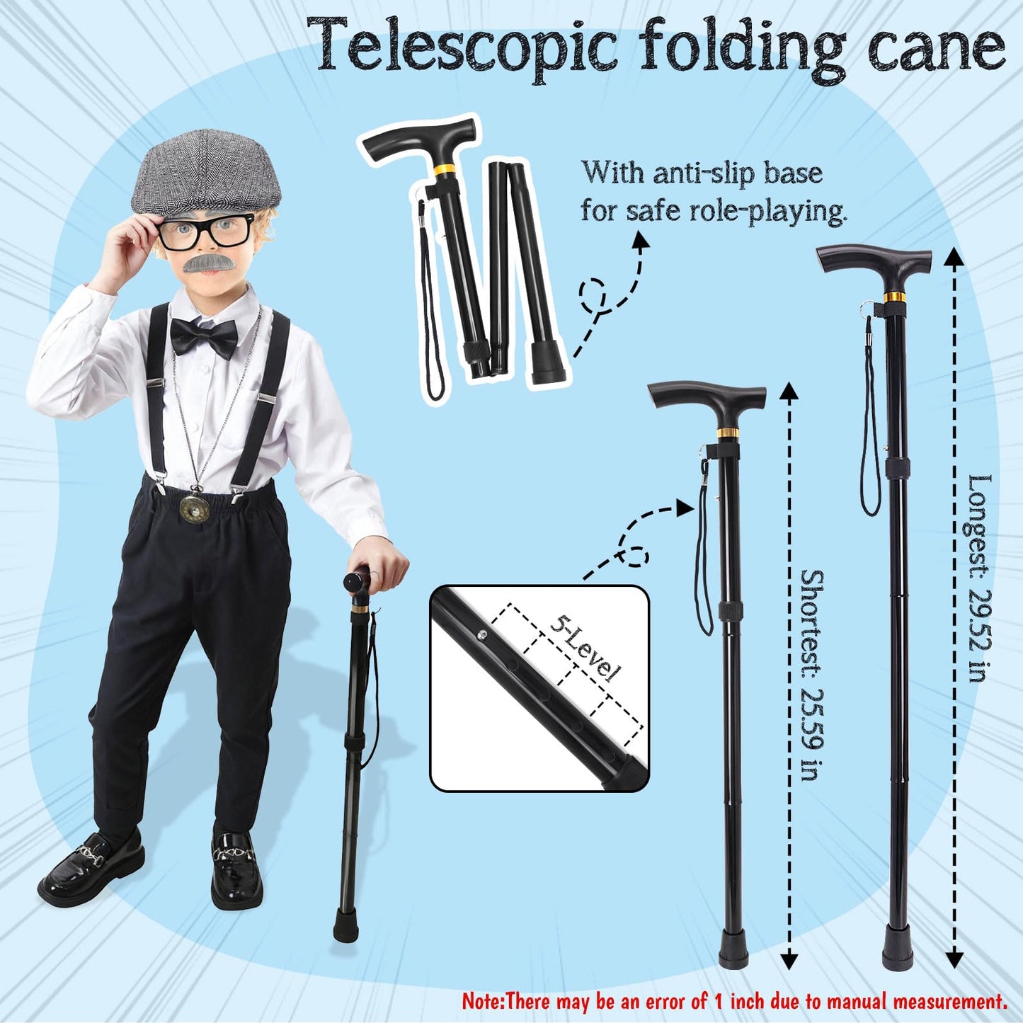 Boutrele 100 Days of School Costume for Boys — Old Man Accessories Set