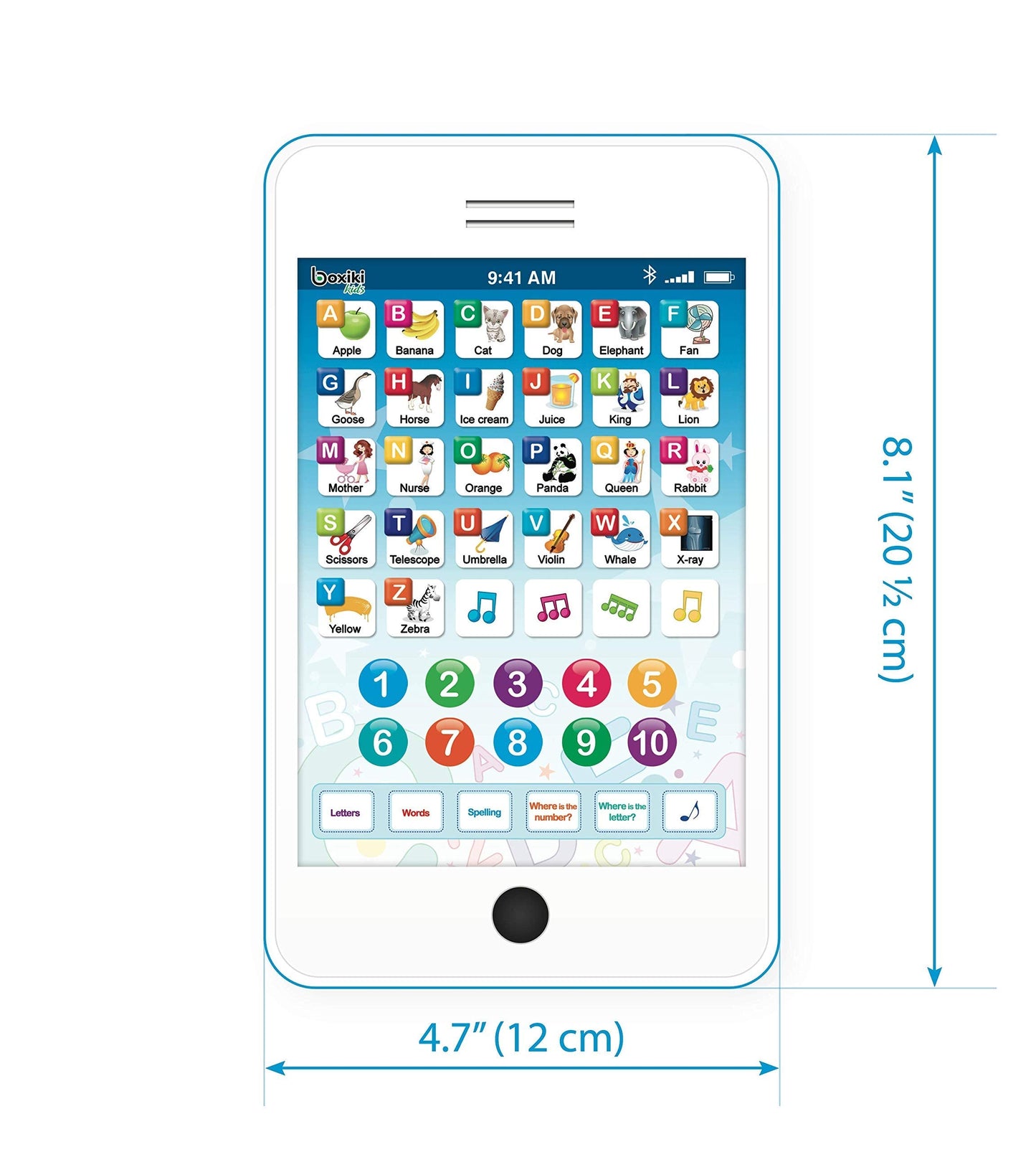 Boxiki Kids 6-in-1 Phone Toy – Educational Tablet & Laptop for Toddlers (White/Blue)