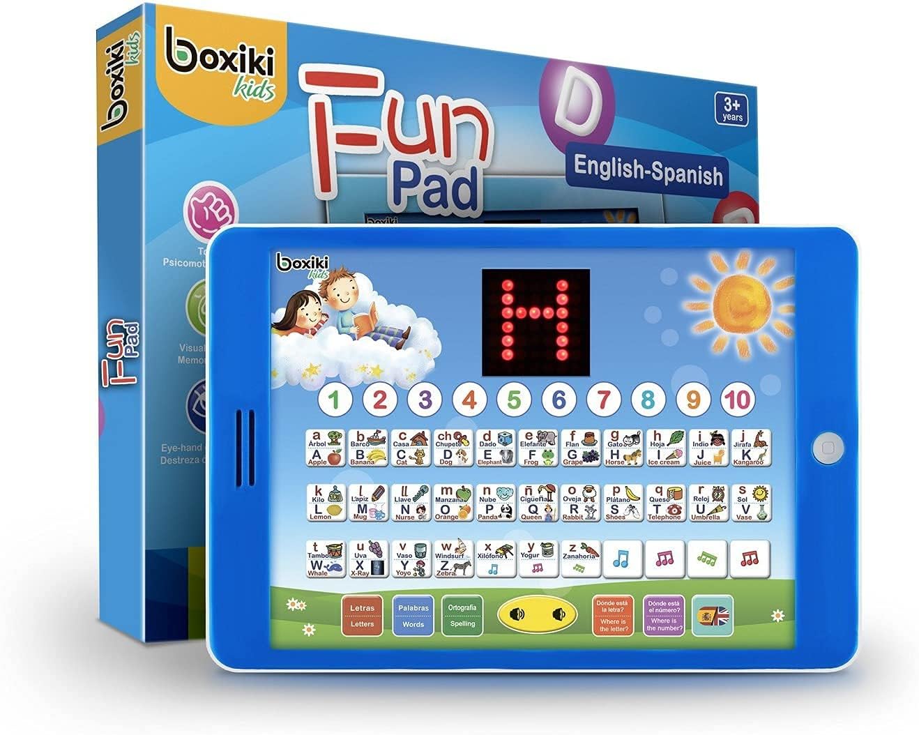 Boxiki Kids Spanish-English Learning Tablet | Bilingual ABC Games & Spelling