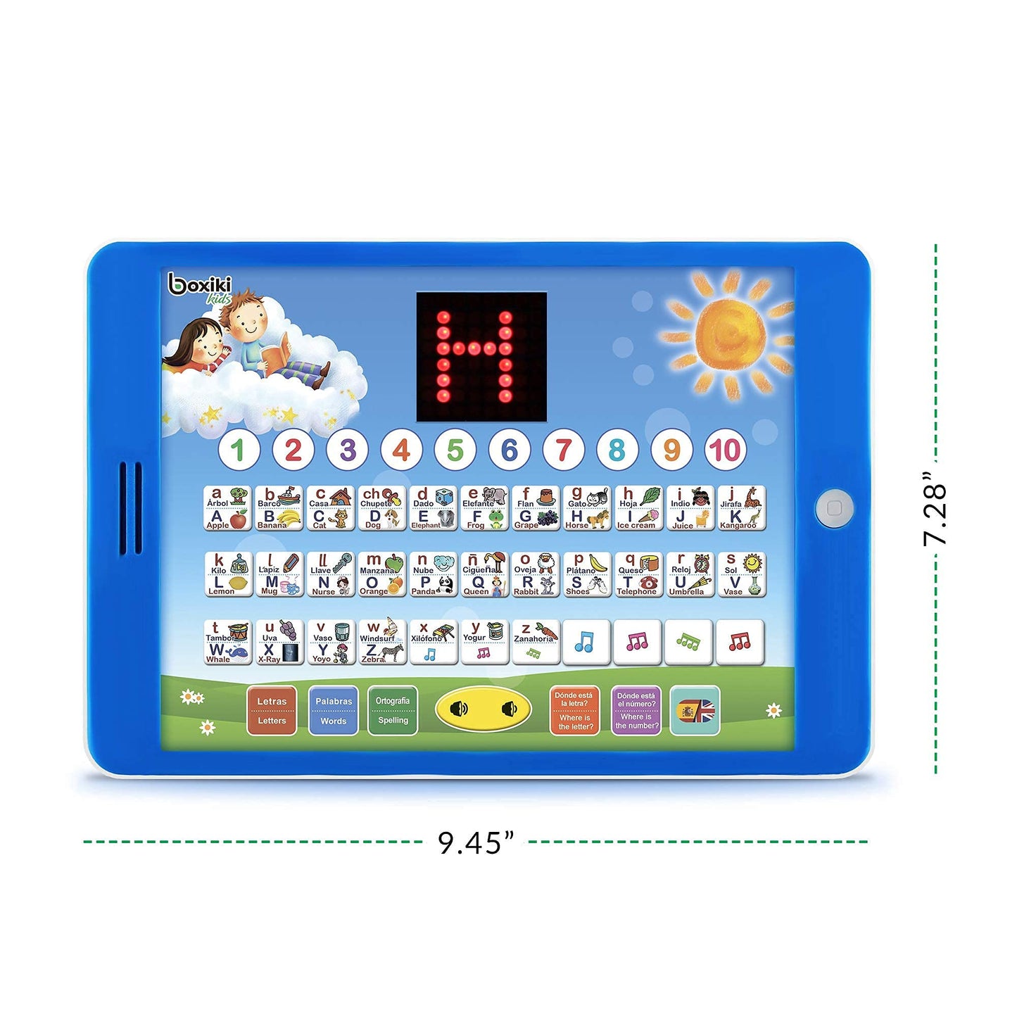 Boxiki Kids Spanish-English Learning Tablet | Bilingual ABC Games & Spelling