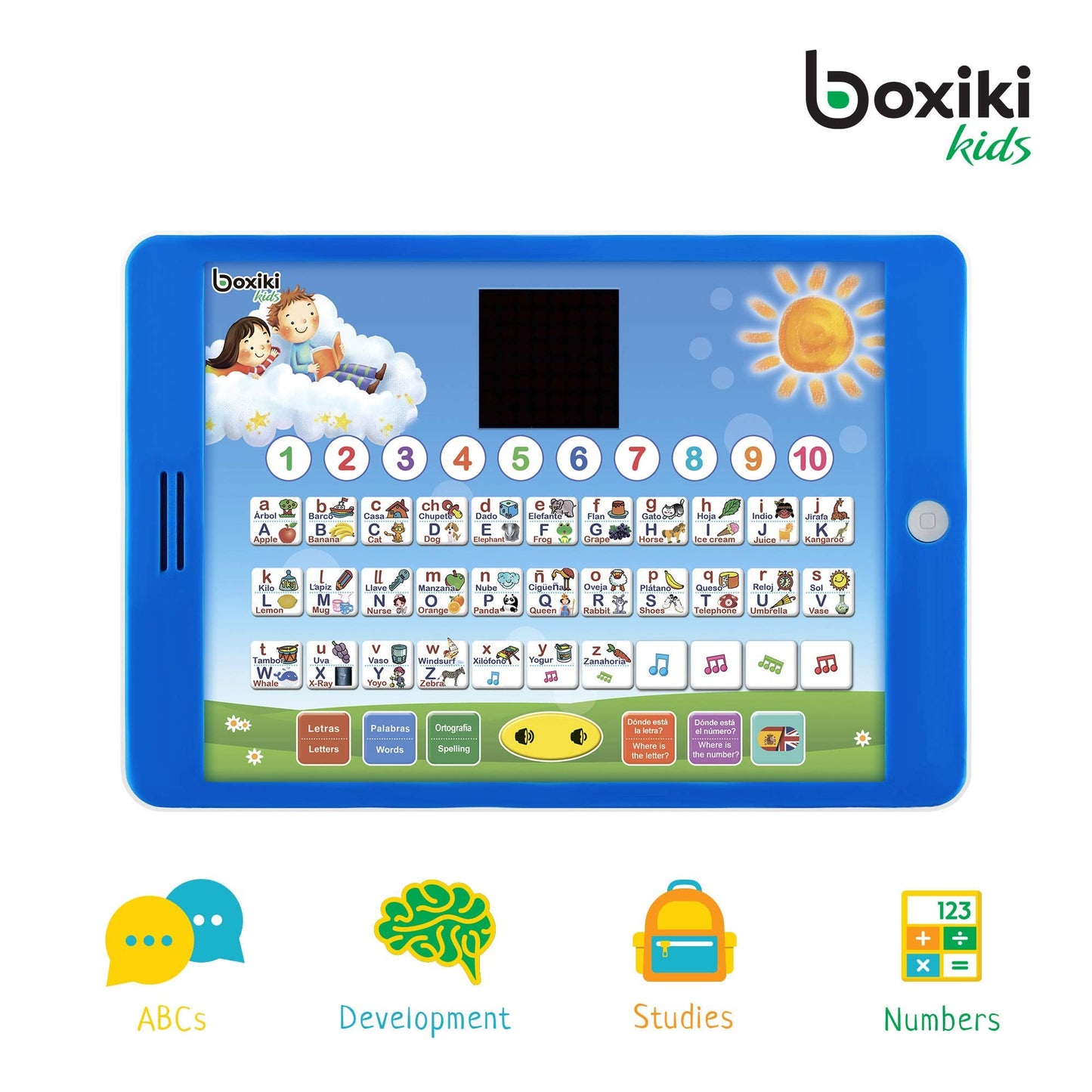 Boxiki Kids Spanish-English Learning Tablet | Bilingual ABC Games & Spelling
