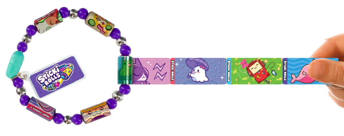 BoxLunch Sticki Rolls Sticker Bracelet – Holographic Surprise for Kids | Glow-in-the-Dark Fun