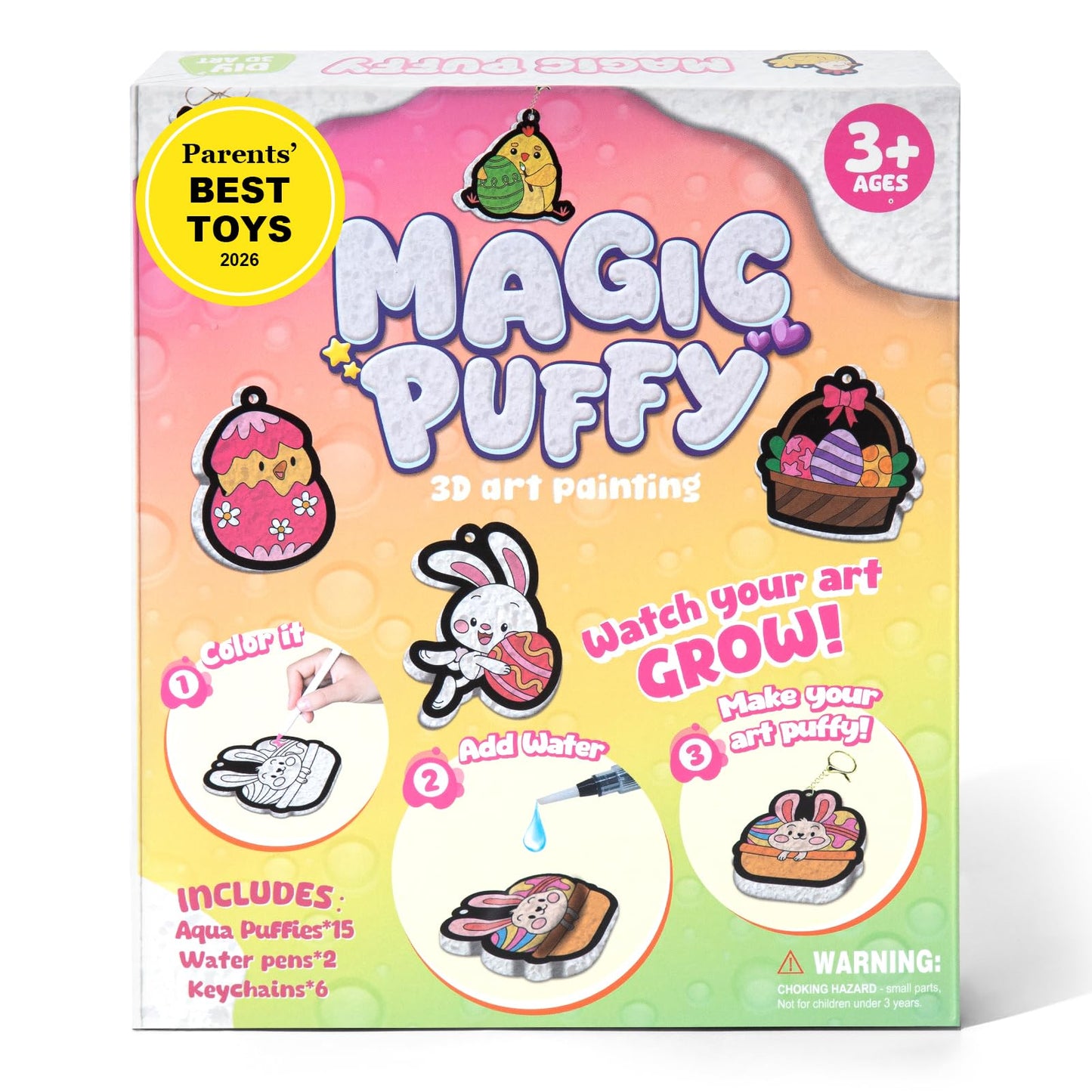 BoxNoble Magic Aqua Puffs – Mess-Free 3D Art Craft Kits for Kids Ages 4–10 (Easter)