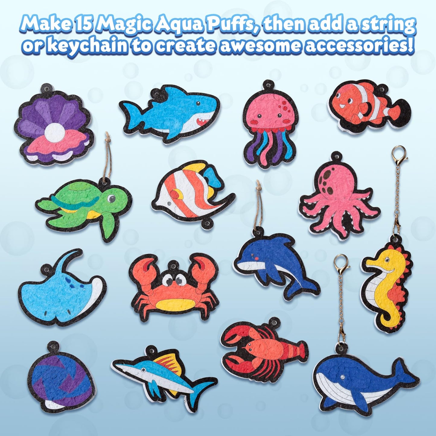 BoxNoble Magic Aqua Puffs – Mess-Free Ocean 3D Art Craft Kit for Kids Aged 4–10