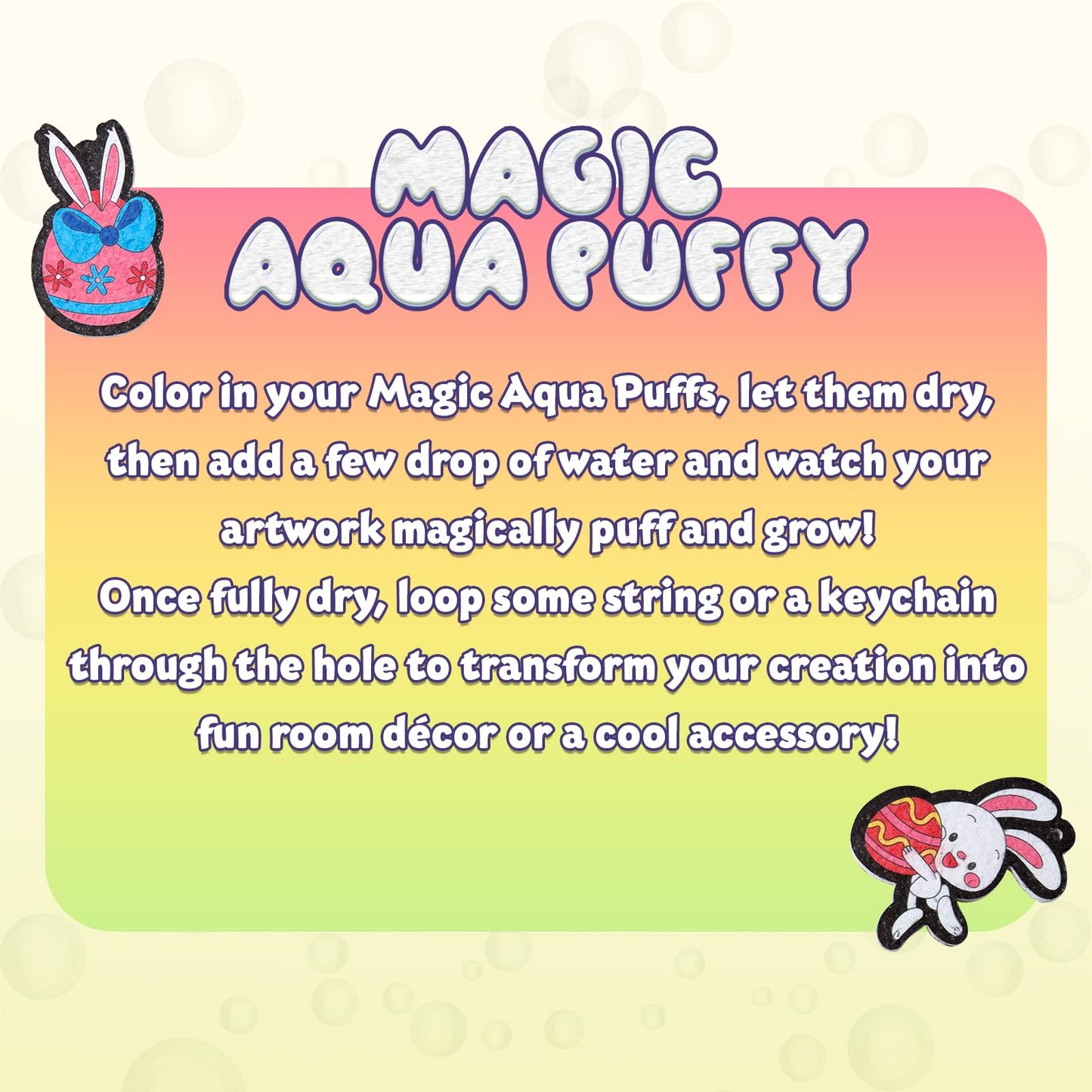 BoxNoble Magic Aqua Puffs – Mess-Free 3D Art Craft Kits for Kids Ages 4–10 (Easter)