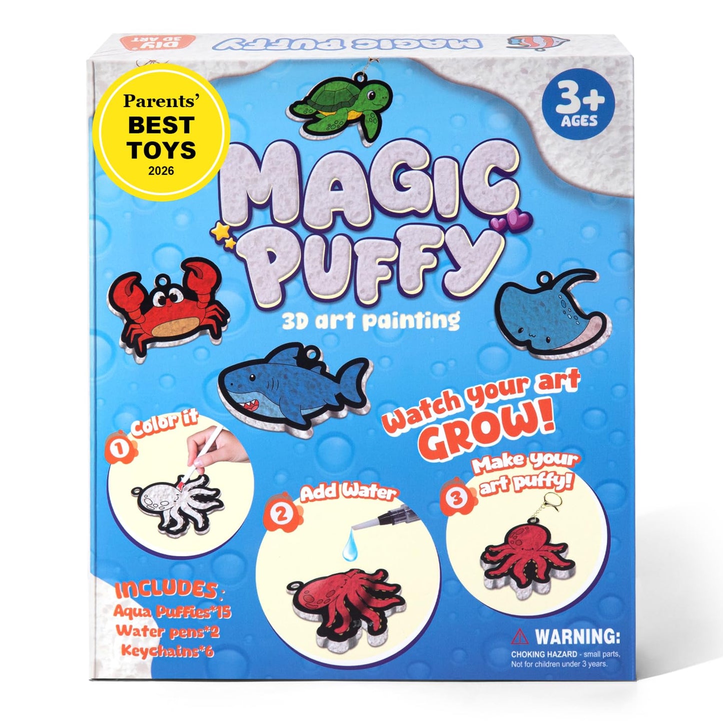 BoxNoble Magic Aqua Puffs – Mess-Free Ocean 3D Art Craft Kit for Kids Aged 4–10