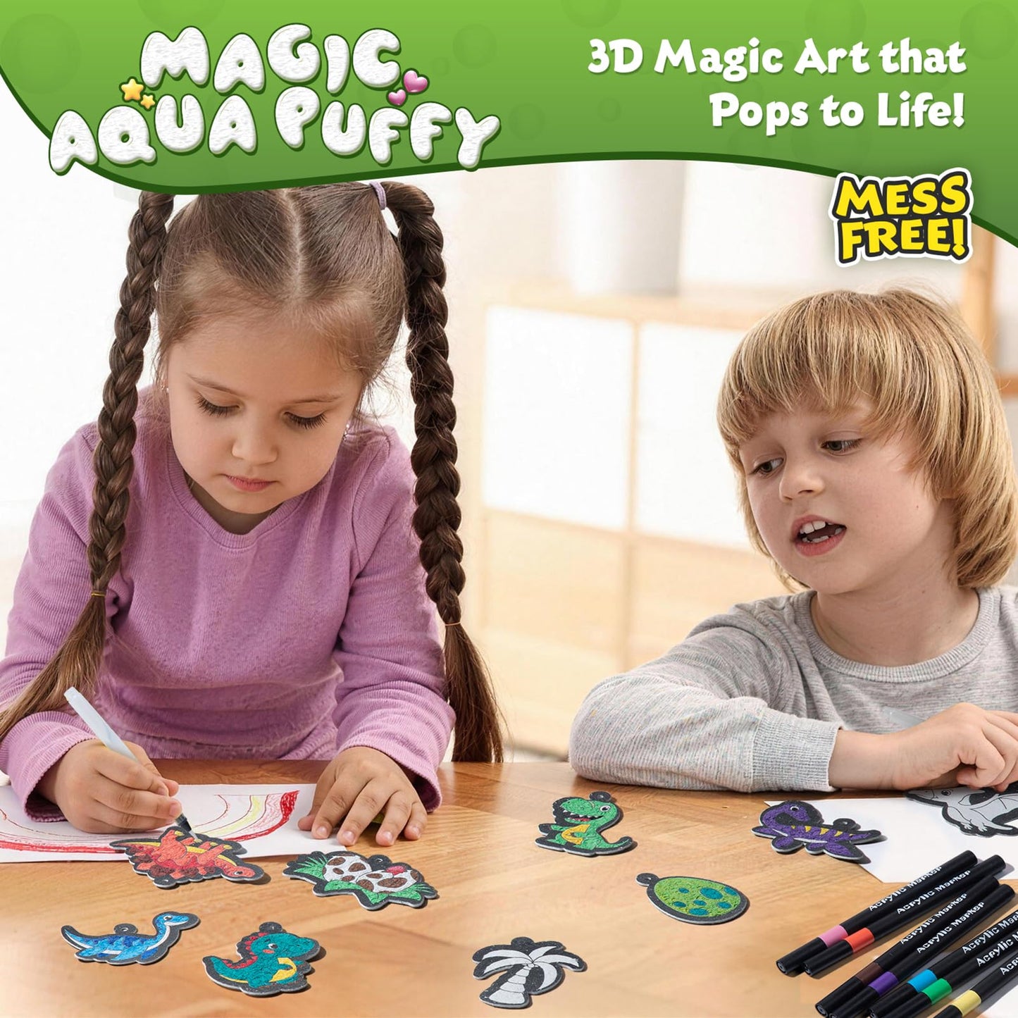 BoxNoble Magic Aqua Puffs – 3D Art Craft Kit for Kids (Ages 4–10)