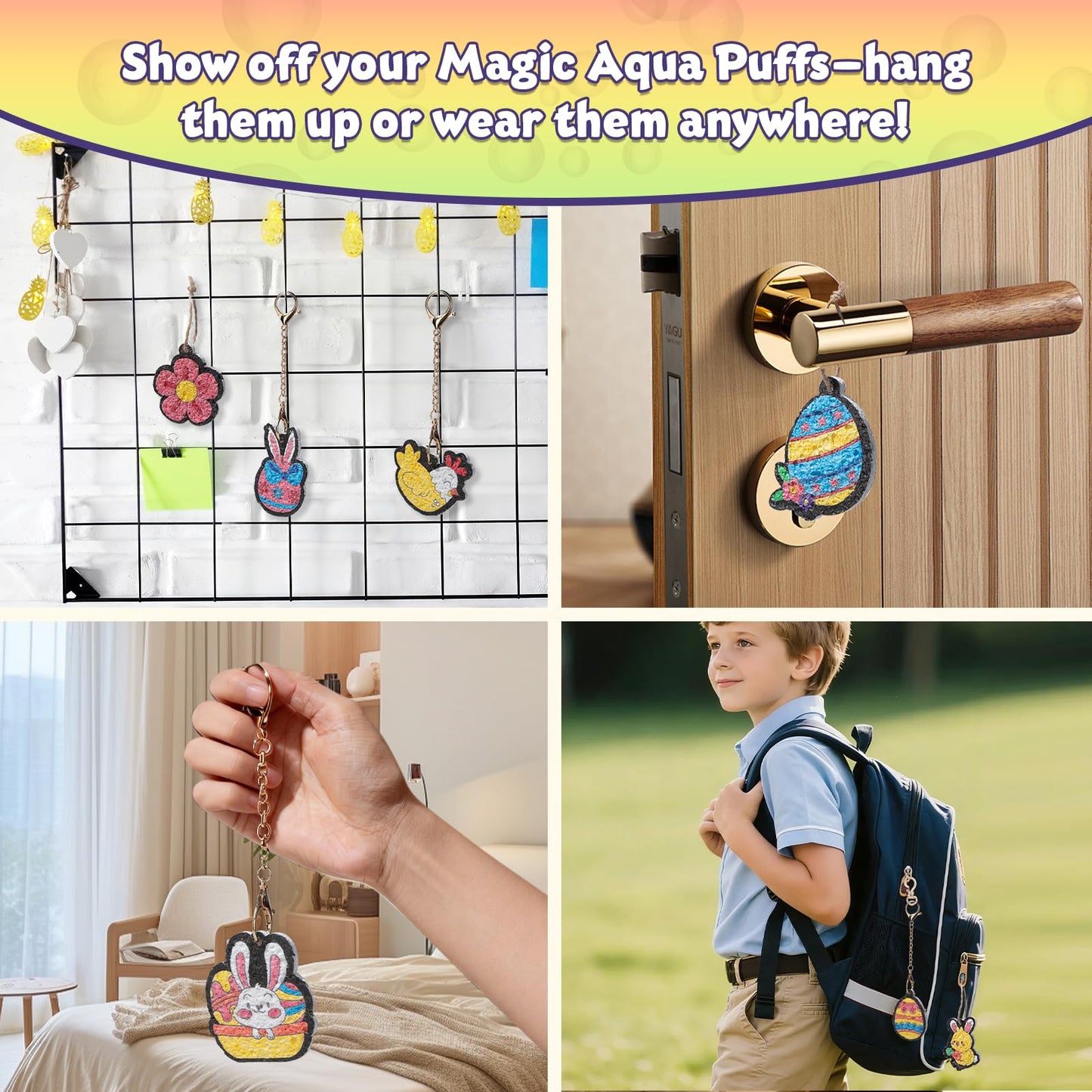 BoxNoble Magic Aqua Puffs – Mess-Free 3D Art Craft Kits for Kids Ages 4–10 (Easter)