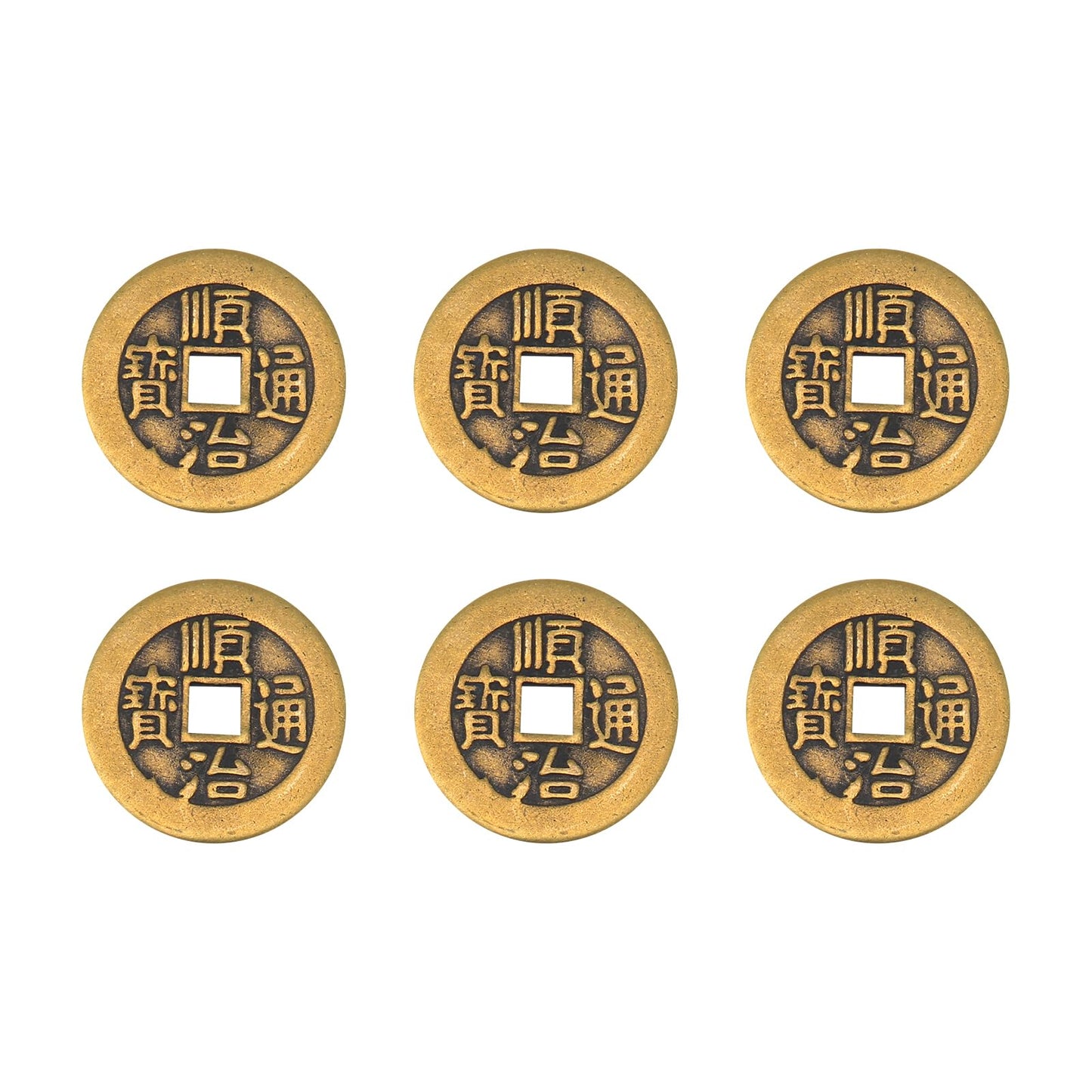 BOXOB 6pcs I Ching Coins – 1.1" Brass Fortune Coins for Divination & Decor