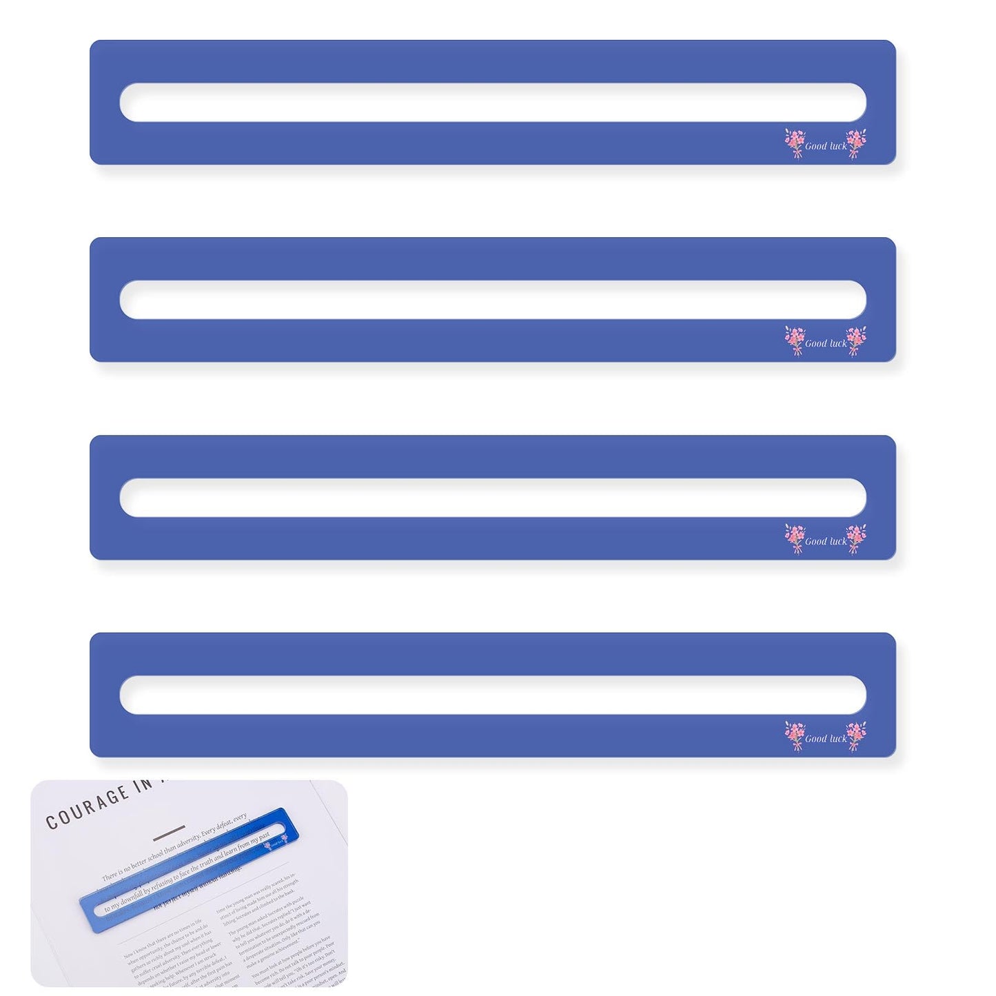 BOXOB 4pcs Mahjong Line Finder — Clear Acrylic Tile Line Guide for Mah Jongg Rules Reader (Blue)