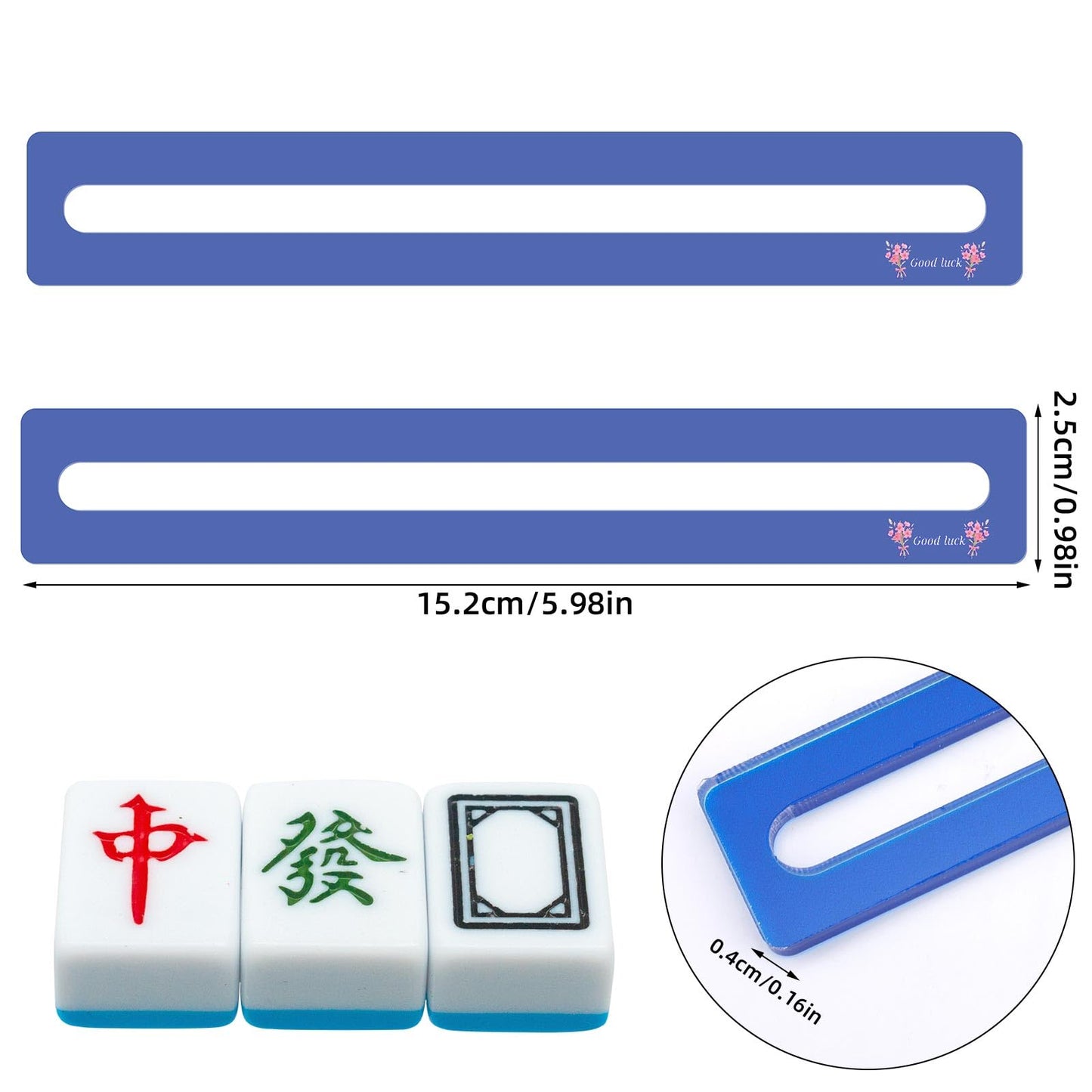 BOXOB 4pcs Mahjong Line Finder — Clear Acrylic Tile Line Guide for Mah Jongg Rules Reader (Blue)