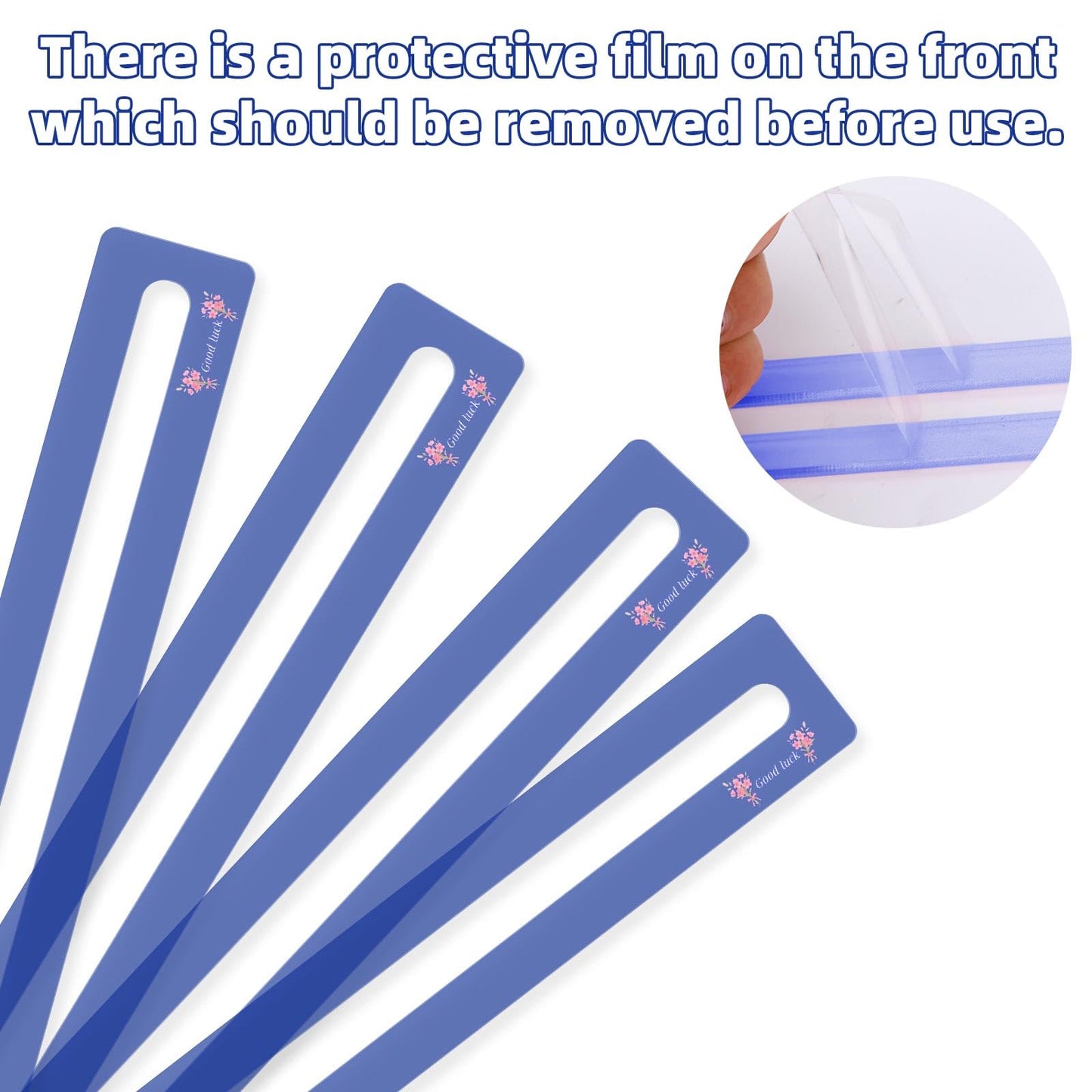 BOXOB 4pcs Mahjong Line Finder — Clear Acrylic Tile Line Guide for Mah Jongg Rules Reader (Blue)