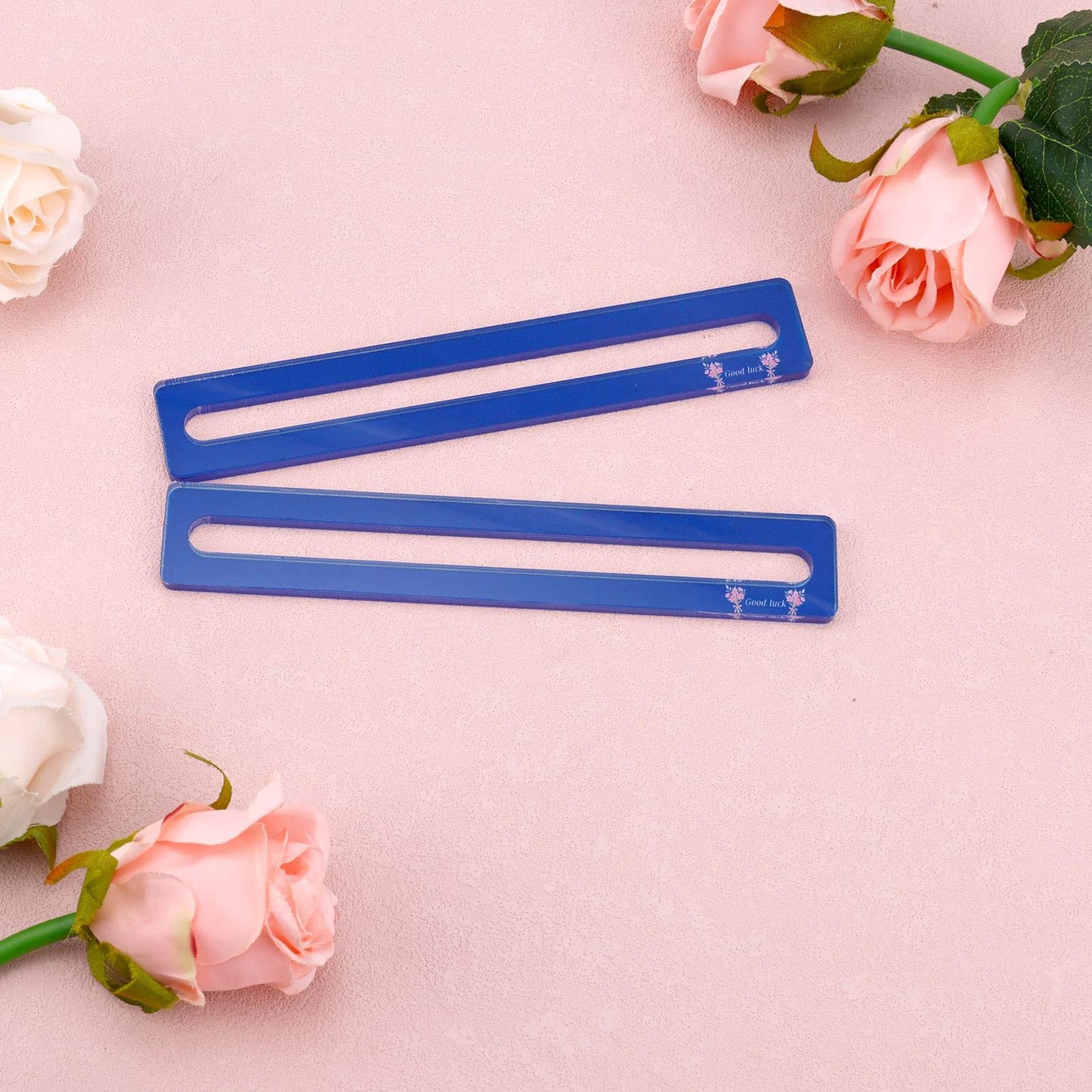BOXOB 4pcs Mahjong Line Finder — Clear Acrylic Tile Line Guide for Mah Jongg Rules Reader (Blue)