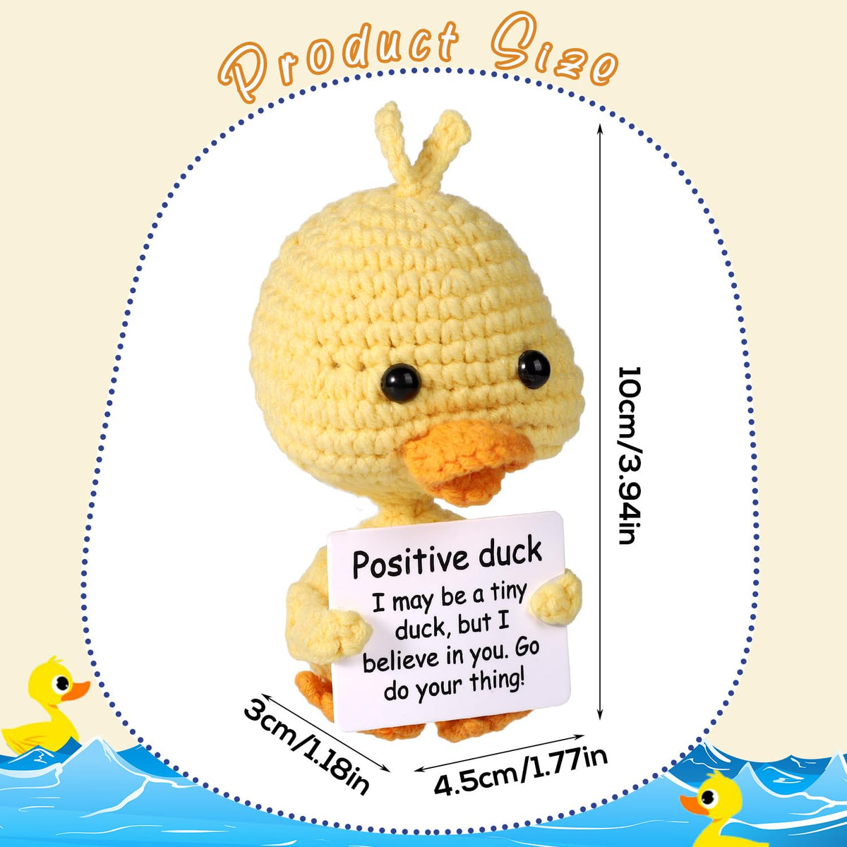 BOXOB Mini Funny Duck — 10 cm Wool Crochet Pocket Doll, Positive Gift