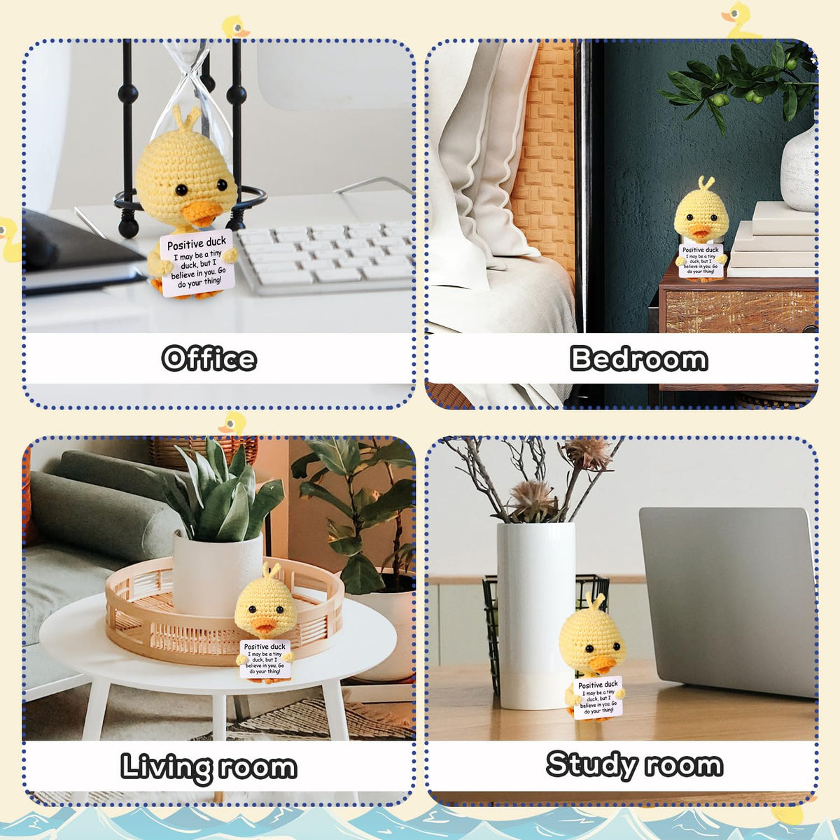 BOXOB Mini Funny Duck — 10 cm Wool Crochet Pocket Doll, Positive Gift
