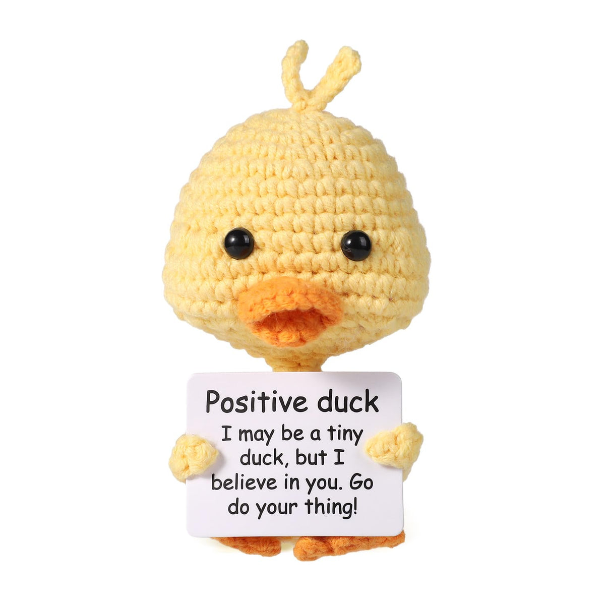 BOXOB Mini Funny Duck — 10 cm Wool Crochet Pocket Doll, Positive Gift