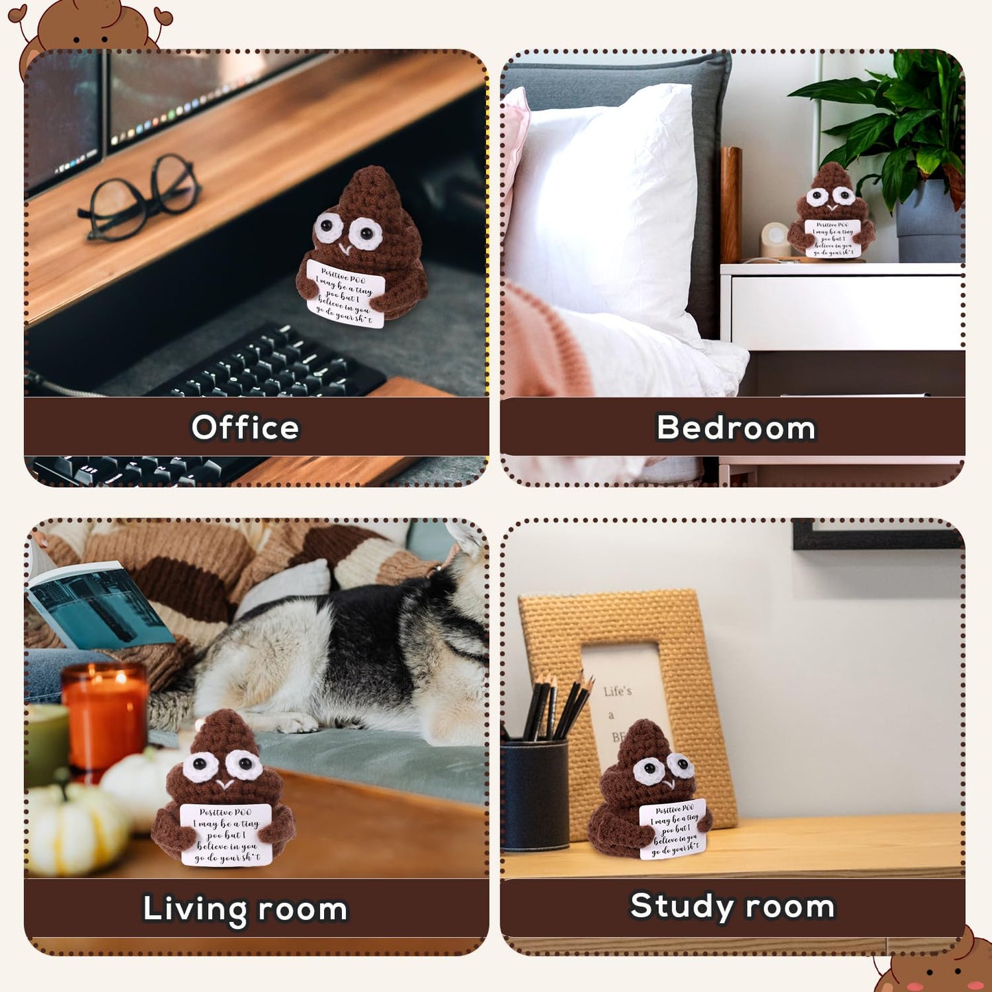 BOXOB Mini Funny Poo Doll - 3in Knitted Encouragement Toy for Gifts