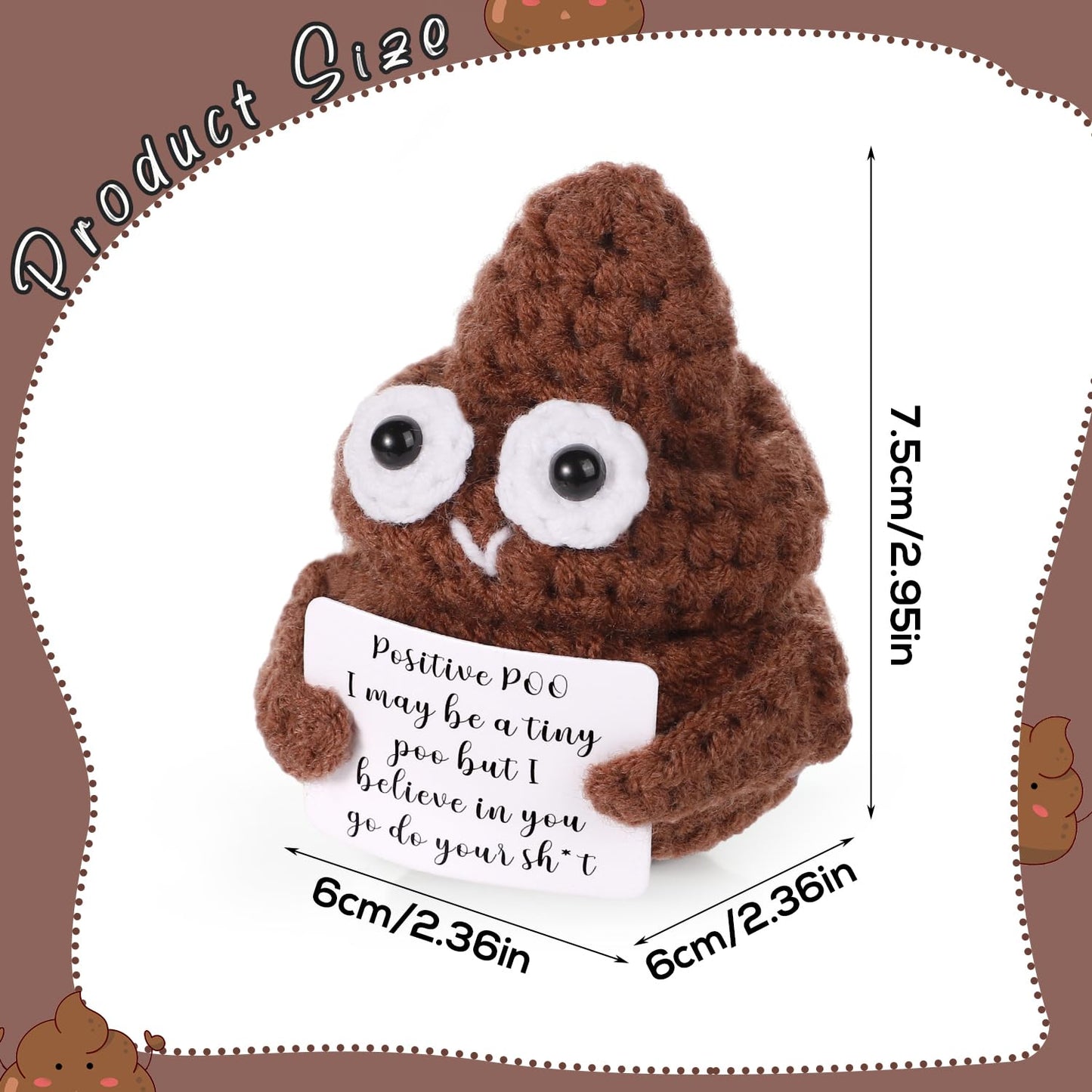 BOXOB Mini Funny Poo Doll - 3in Knitted Encouragement Toy for Gifts