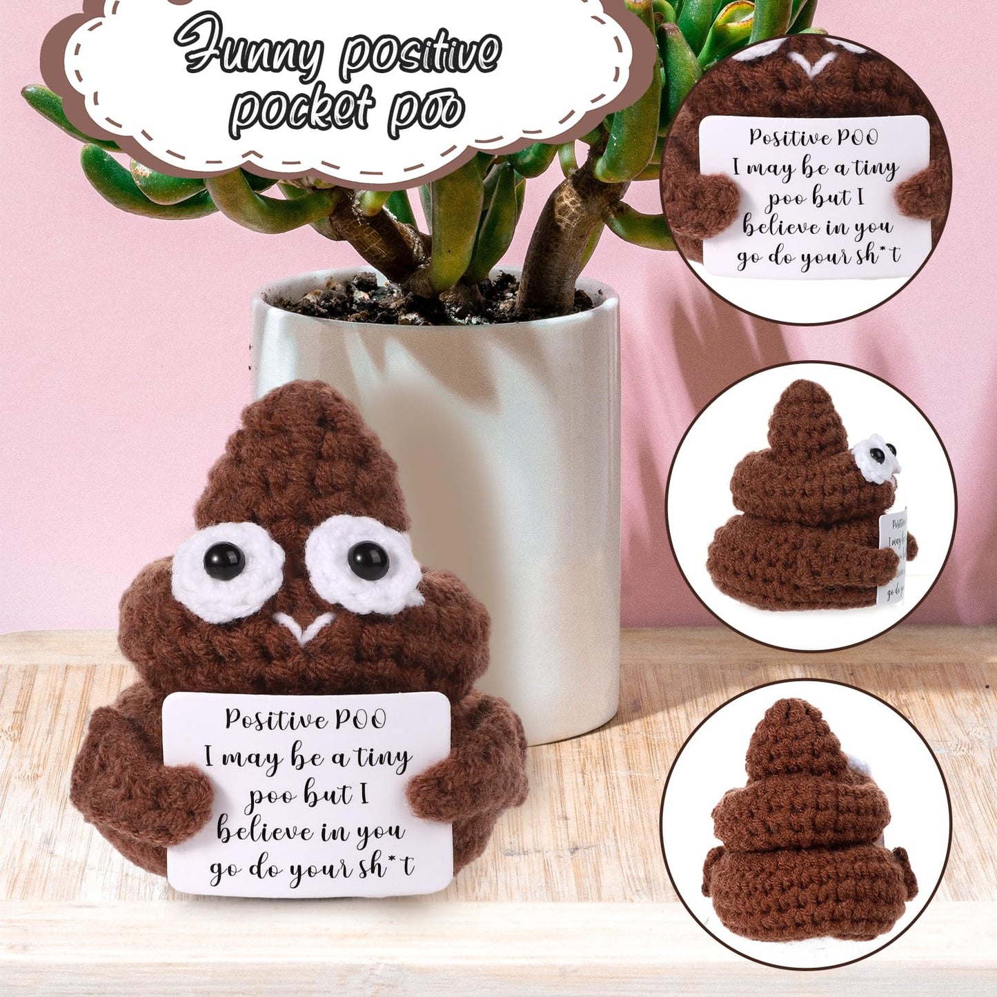 BOXOB Mini Funny Poo Doll - 3in Knitted Encouragement Toy for Gifts
