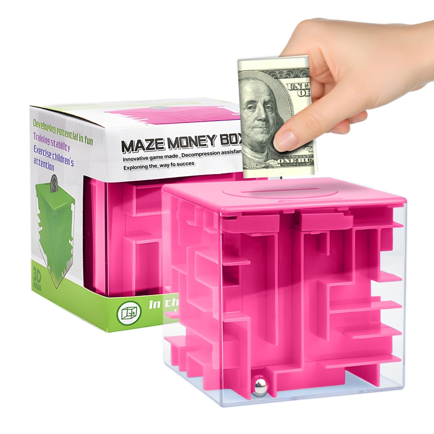 Boxveria Money Maze Pink Puzzle Box – Creative Cash Gift for All Ages