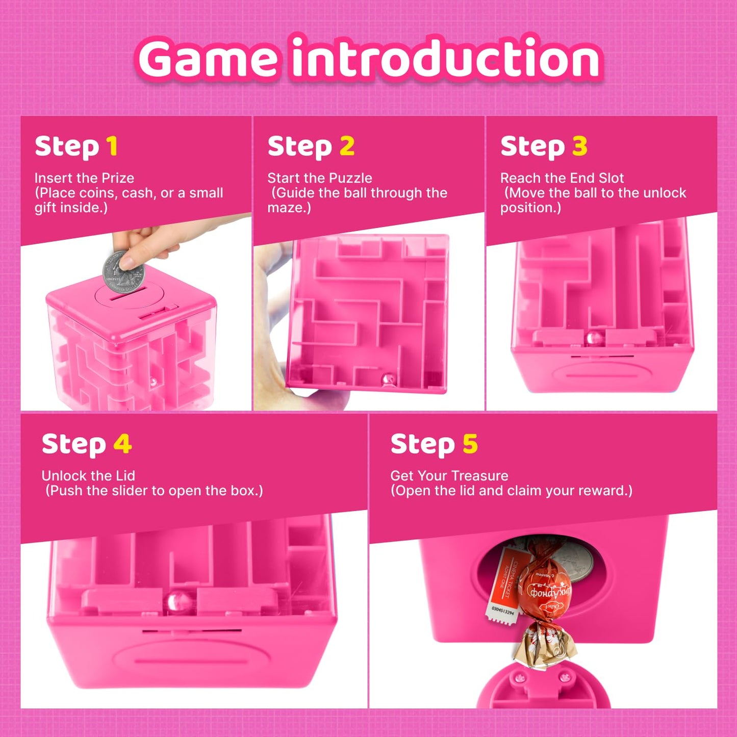 Boxveria Money Maze Pink Puzzle Box – Creative Cash Gift for All Ages