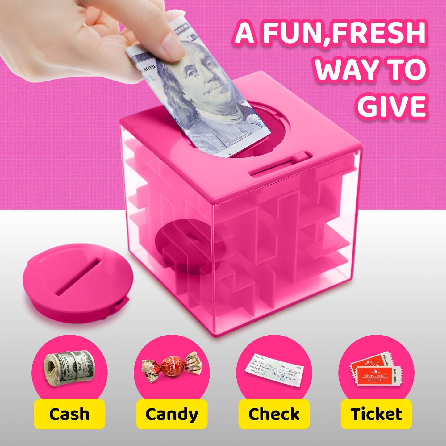 Boxveria Money Maze Pink Puzzle Box – Creative Cash Gift for All Ages