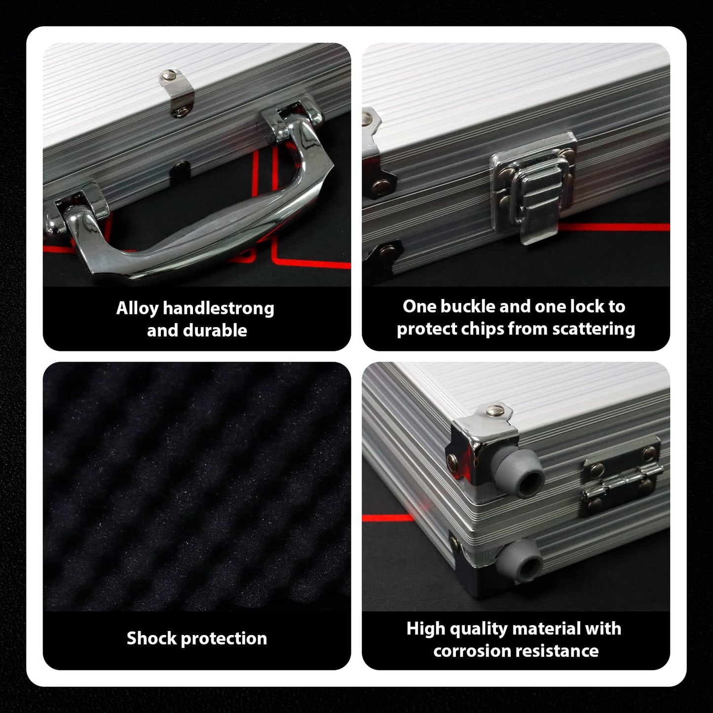 Boyzhood Poker Chips Set 500PCS with Aluminum Travel Case – 11.5g Casino-Quality Chips for Texas Hold'em & Blackjack