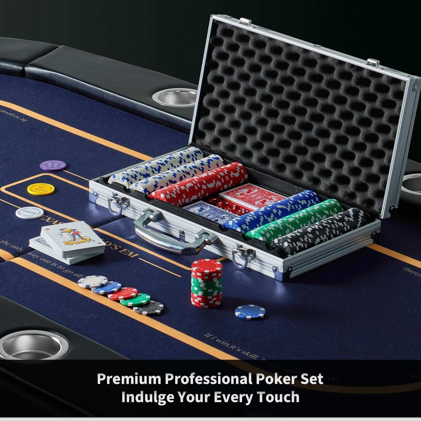 Boyzhood Poker Chips – 300 Pcs Set with Aluminum Travel Case, 11.5g Chips for Texas Hold’em & Blackjack